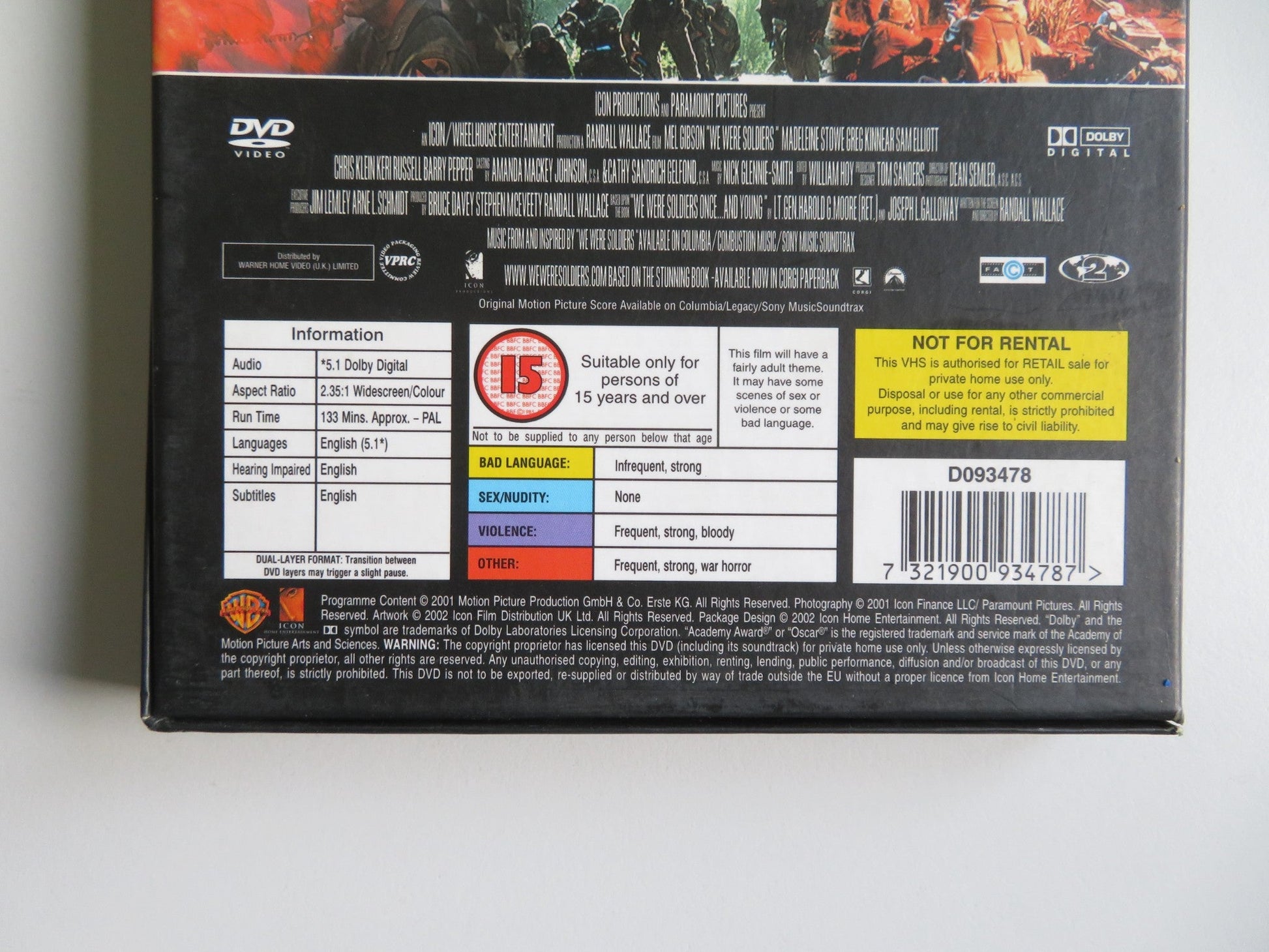 WE WERE SOLDIERS (DVD) MEL GIBSON MADELEINE STOWE 2002 REGION 2 - Rendezvous Cinema