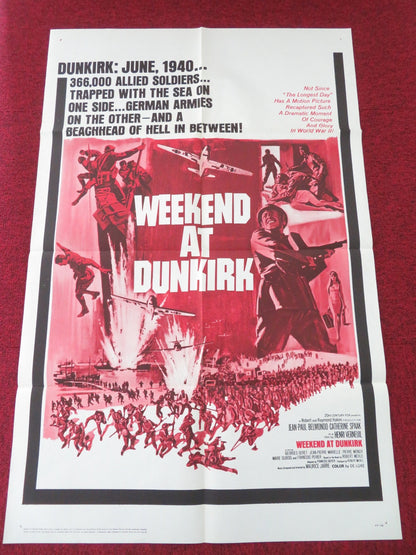 WEEKEND AT DUNKIRK FOLDED US ONE SHEET POSTER JEAN - PAUL BELMONDO SPAAK 1965 Movie posters