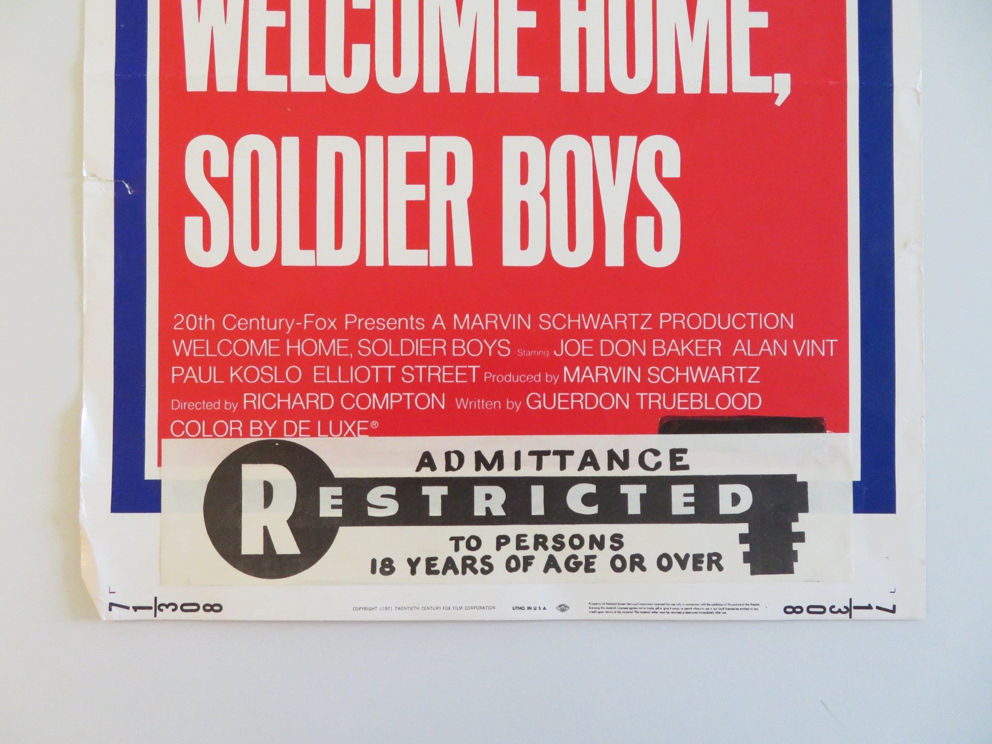 WELCOME HOME SOLDIER BOYS US INSERT POSTER JOE DON BAKER ALAN VINT 1971 Rendezvous Cinema Movie posters