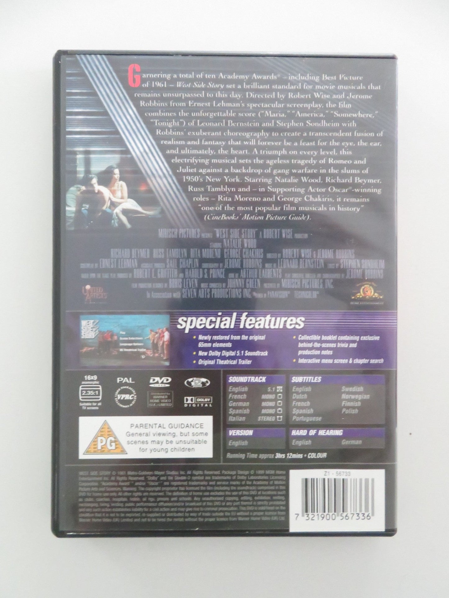 WEST SIDE STORY - B (DVD) NATALIE WOOD RICHARD BEYMER 1961 REGION 2 Movie posters