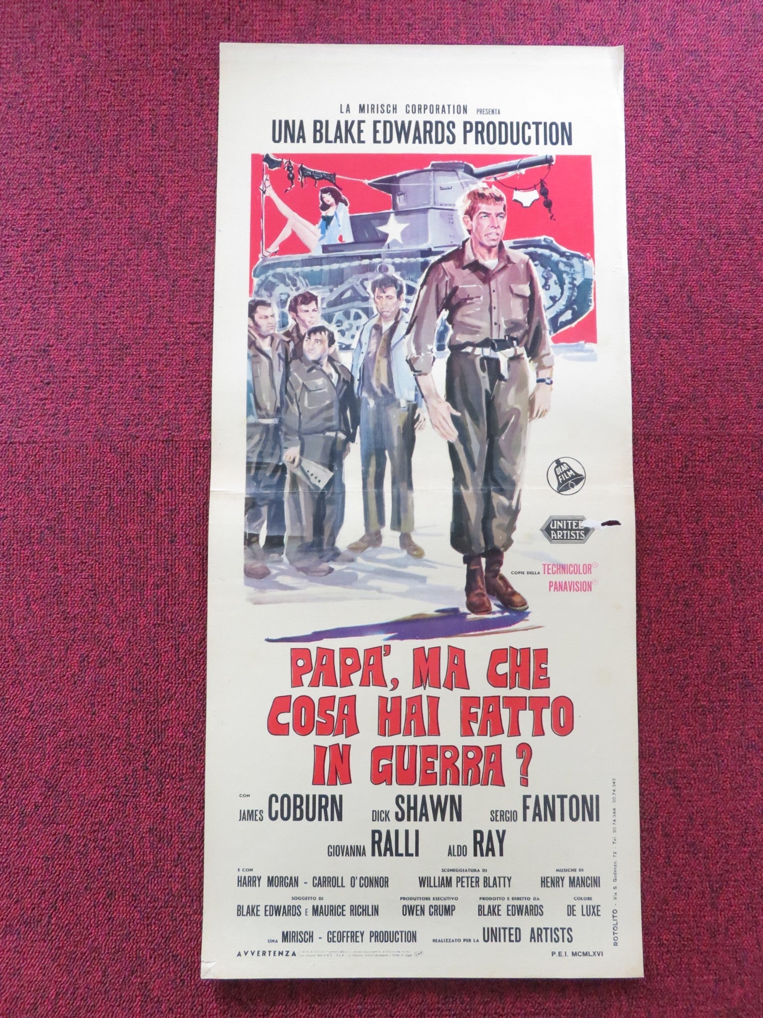 WHAT DID YOU DO IN THE WAR, DADDY? ITALIAN LOCANDINA POSTER JAMES COBURN 1966 Rendezvous Cinema Movie posters