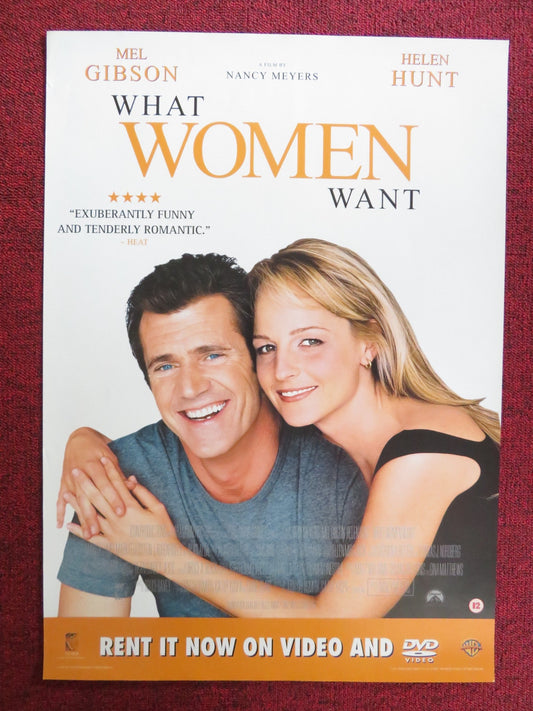 WHAT WOMEN WANT VHS & DVD VIDEO POSTER MEL GIBSON HELEN HUNT 2000 Rendezvous Cinema Movie posters