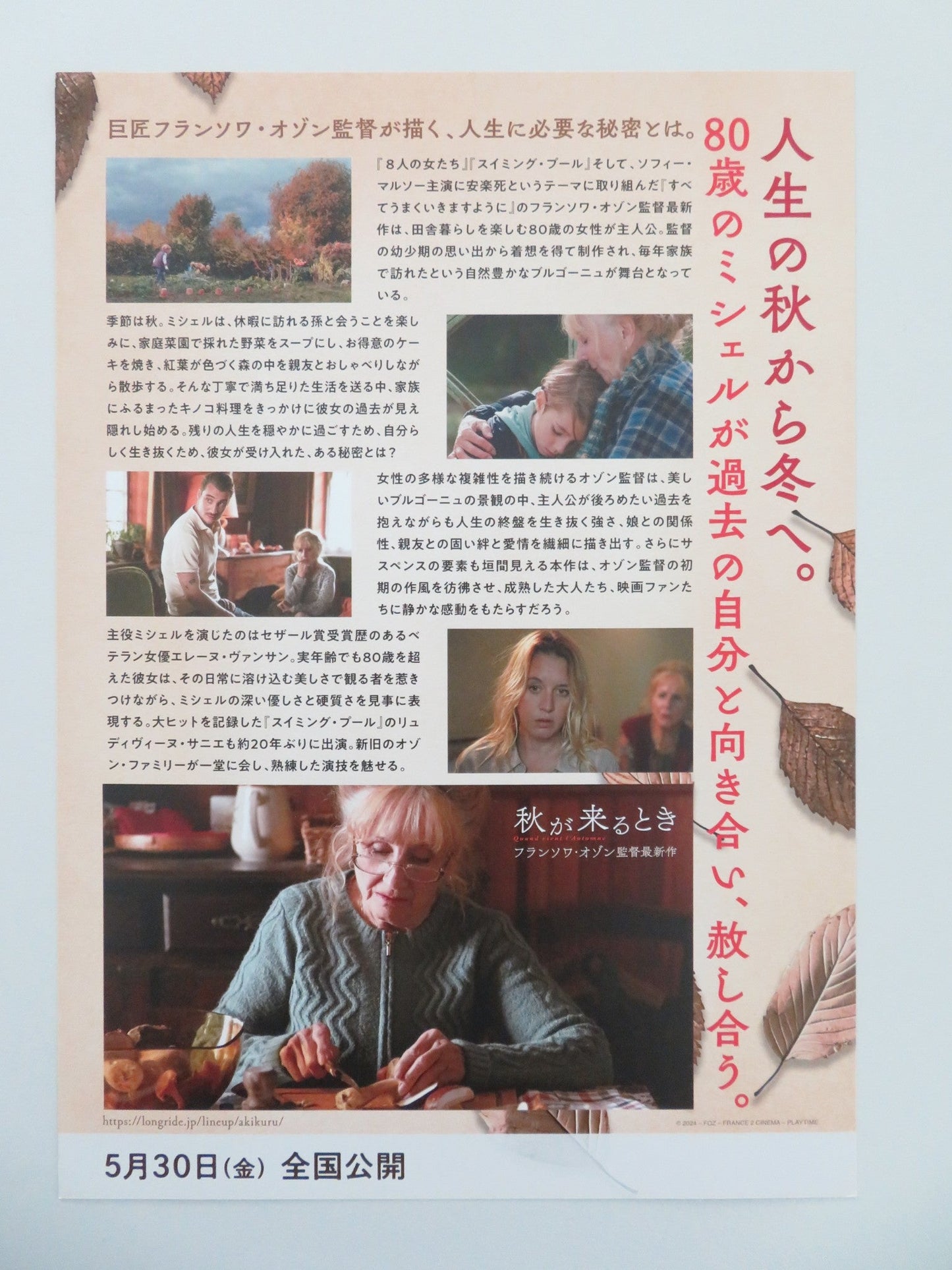 WHEN FALL IS COMING JAPANESE CHIRASHI (B5) POSTER HELENE VINCENT BALASKO 2024 Movie posters