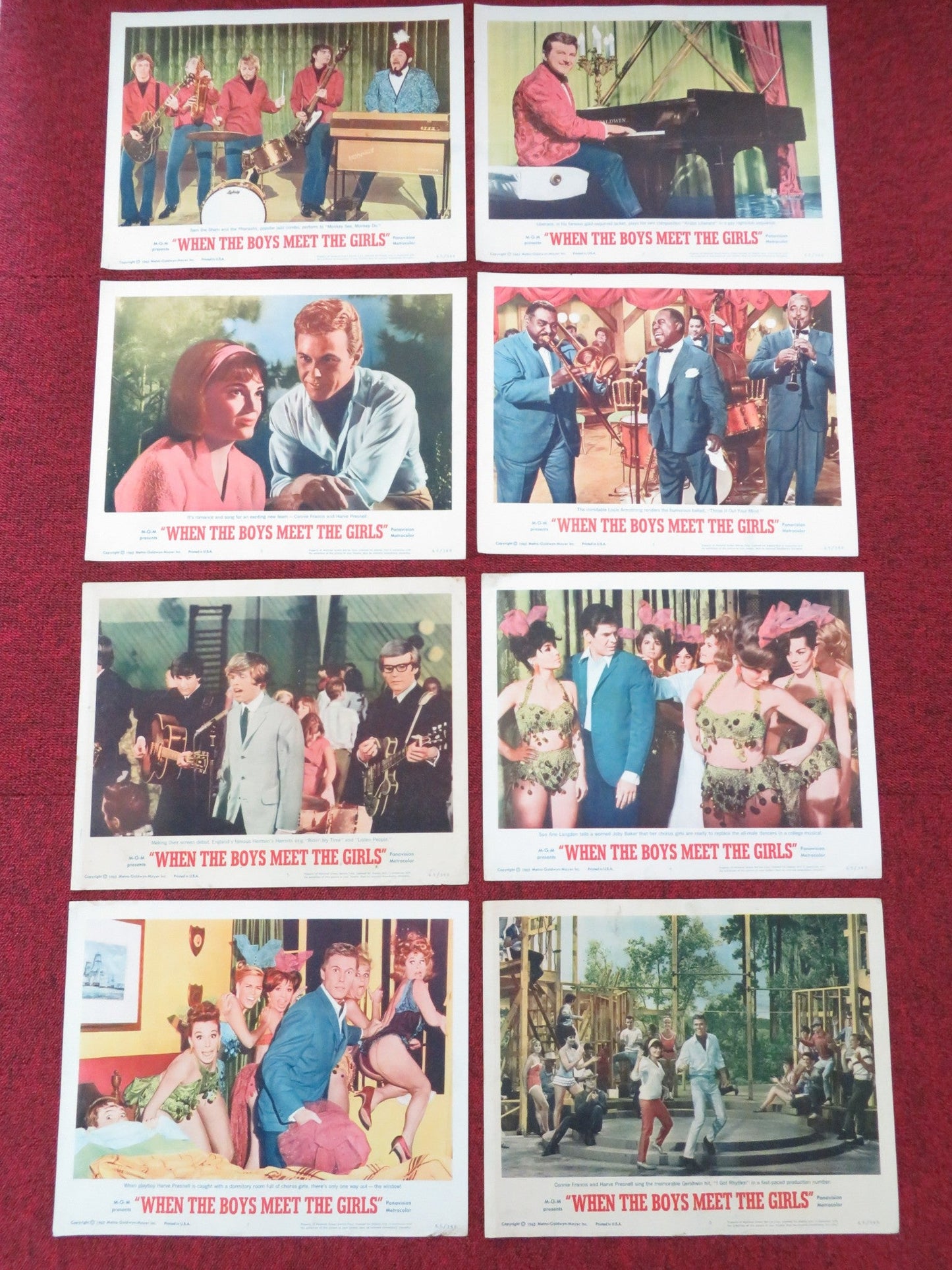 WHEN THE BOYS MEET THE GIRLS US LOBBY CARD FULL SET CONNIE FRANCIS 1965 Movie posters