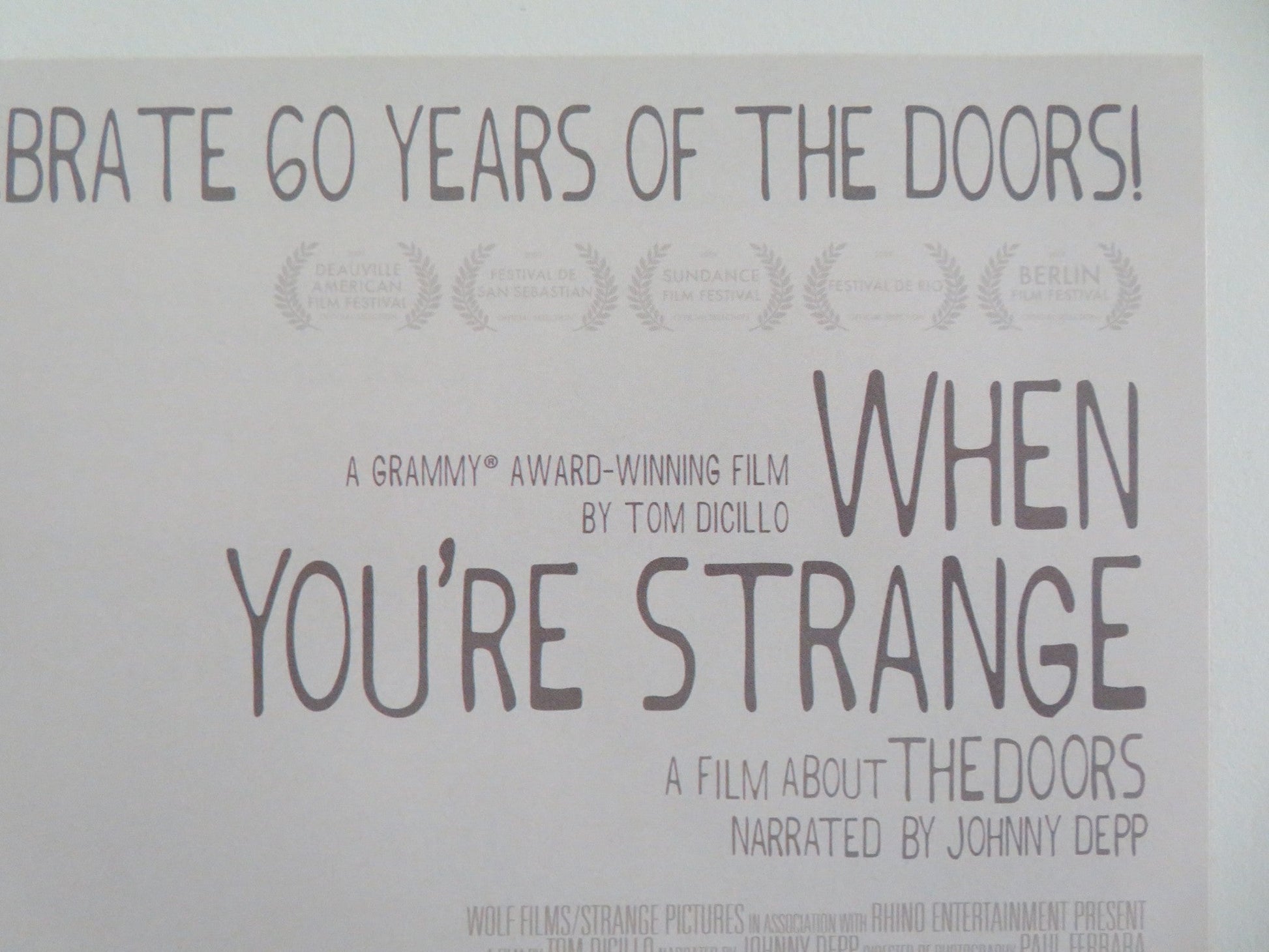 When You're Strange Japanese Chirashi (B5) Poster Jim Morrison Johnny Depp 2009 Movie posters