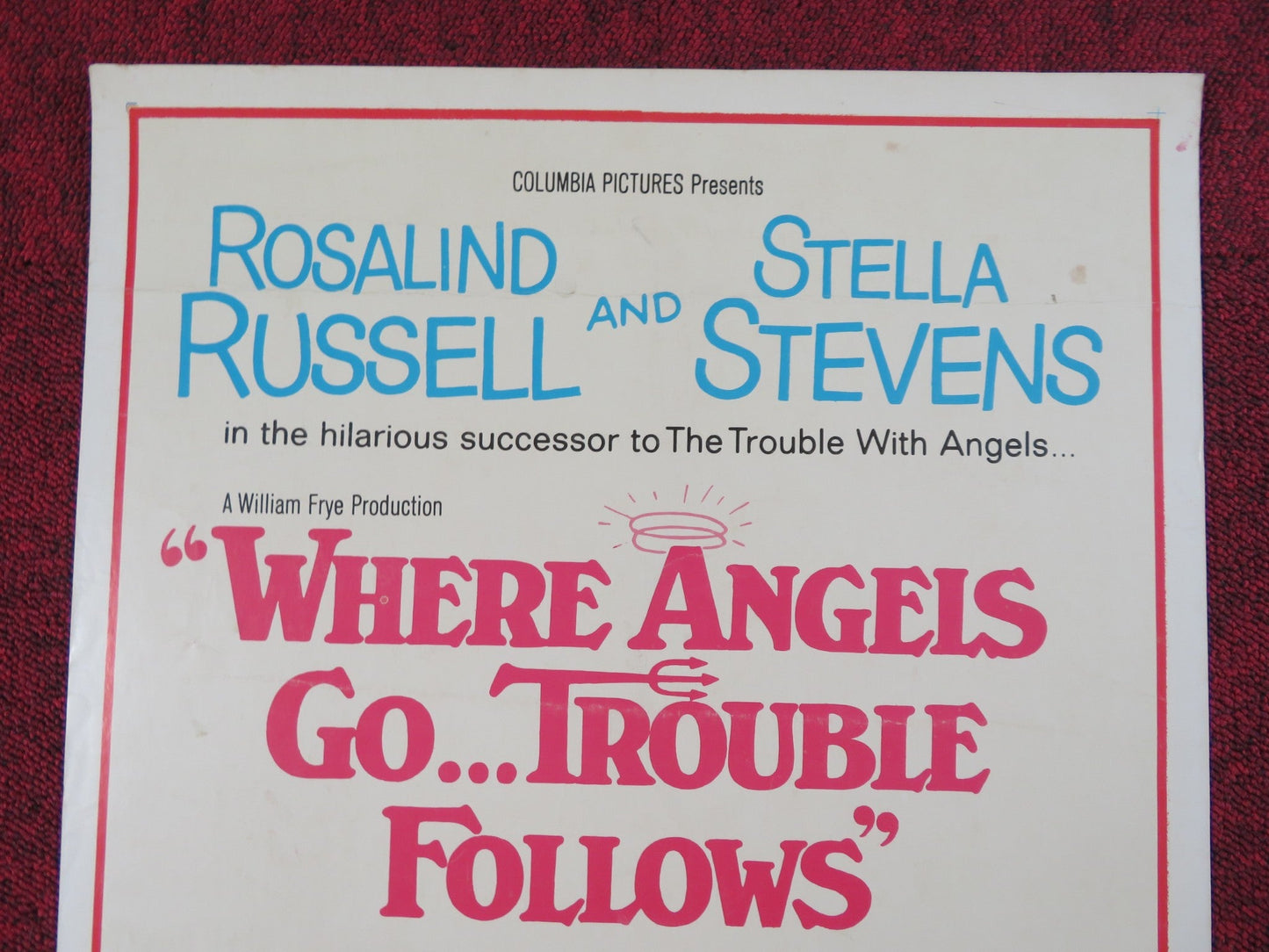 WHERE ANGELS GO TROUBLE FOLLOWS US INSERT POSTER ROSALINE RUSSELL 1968 Rendezvous Cinema Movie posters