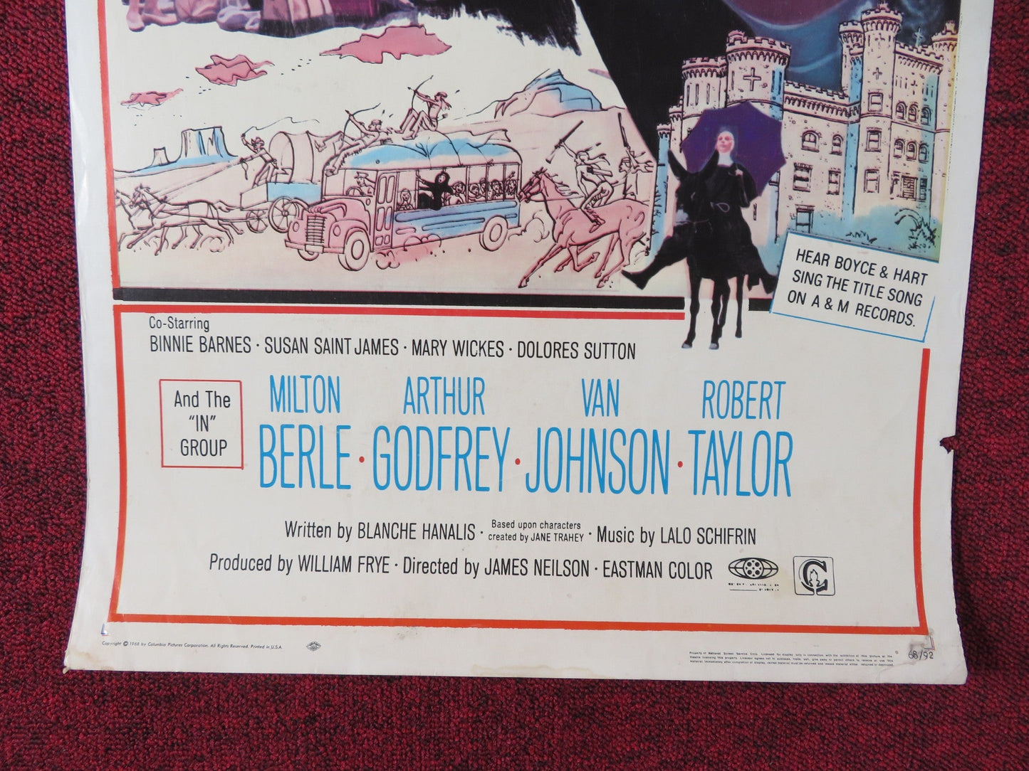 WHERE ANGELS GO TROUBLE FOLLOWS US INSERT POSTER ROSALINE RUSSELL 1968 Rendezvous Cinema Movie posters