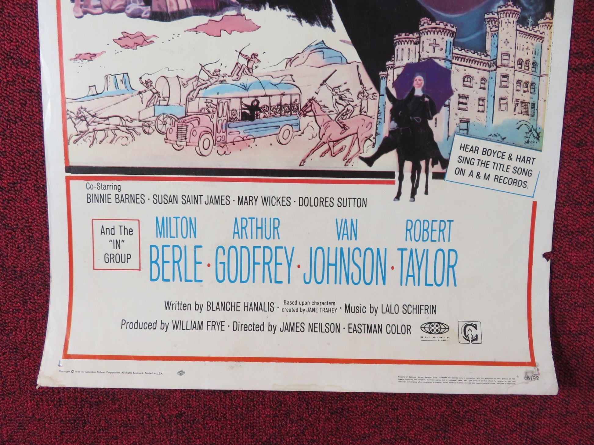 WHERE ANGELS GO TROUBLE FOLLOWS US INSERT POSTER ROSALINE RUSSELL 1968 Rendezvous Cinema Movie posters