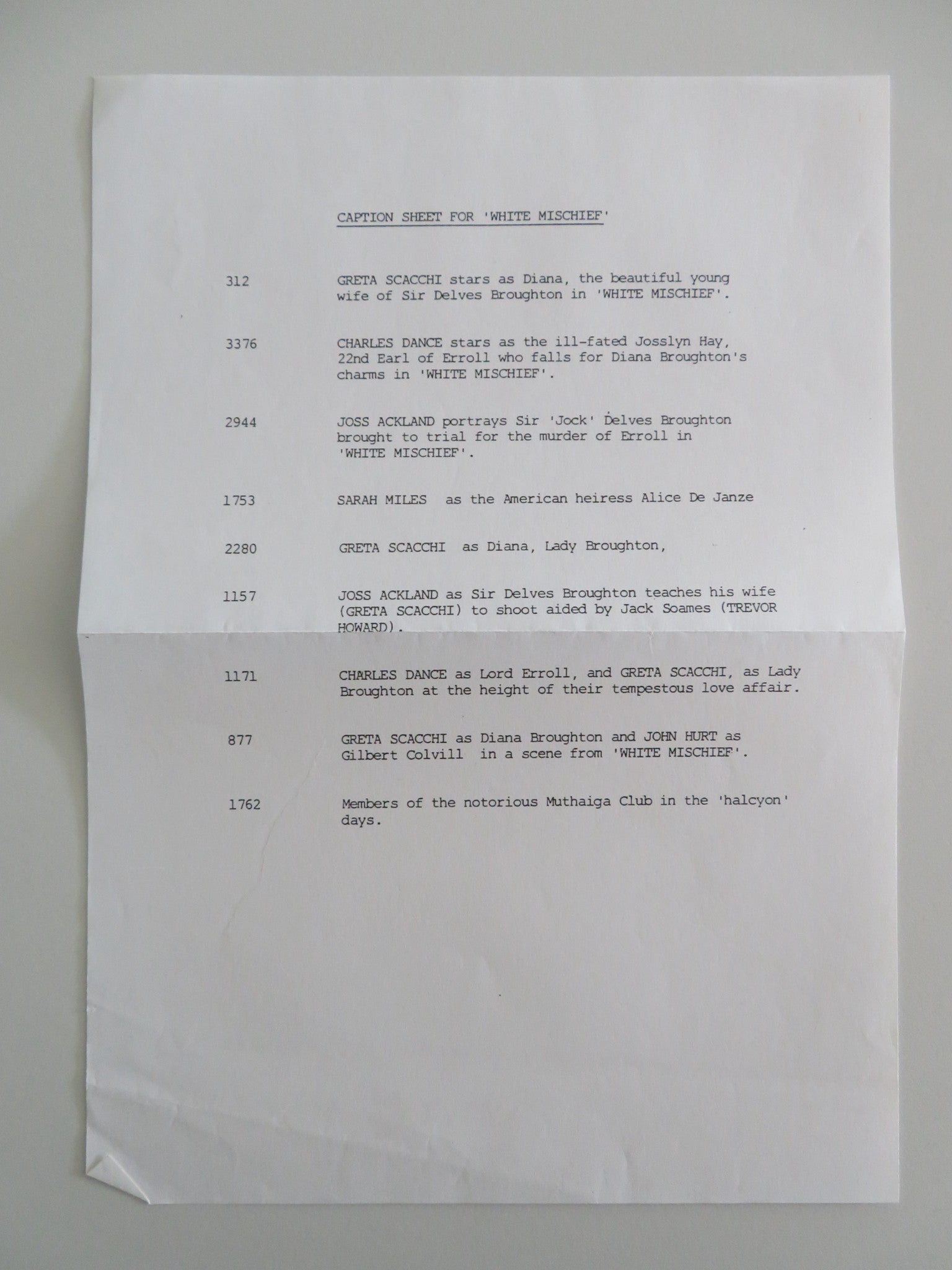 WHITE MISCHIEF MOVIE STILL PHOTO LOT OF 8 CHARLES DANCE SARAH MILES 1987 Movie posters