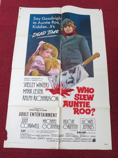 WHO SLEW AUNTIE ROO? FOLDED US ONE SHEET POSTER SHELLEY WINTERS MARK LESTER 1971 Rendezvous Cinema Movie posters