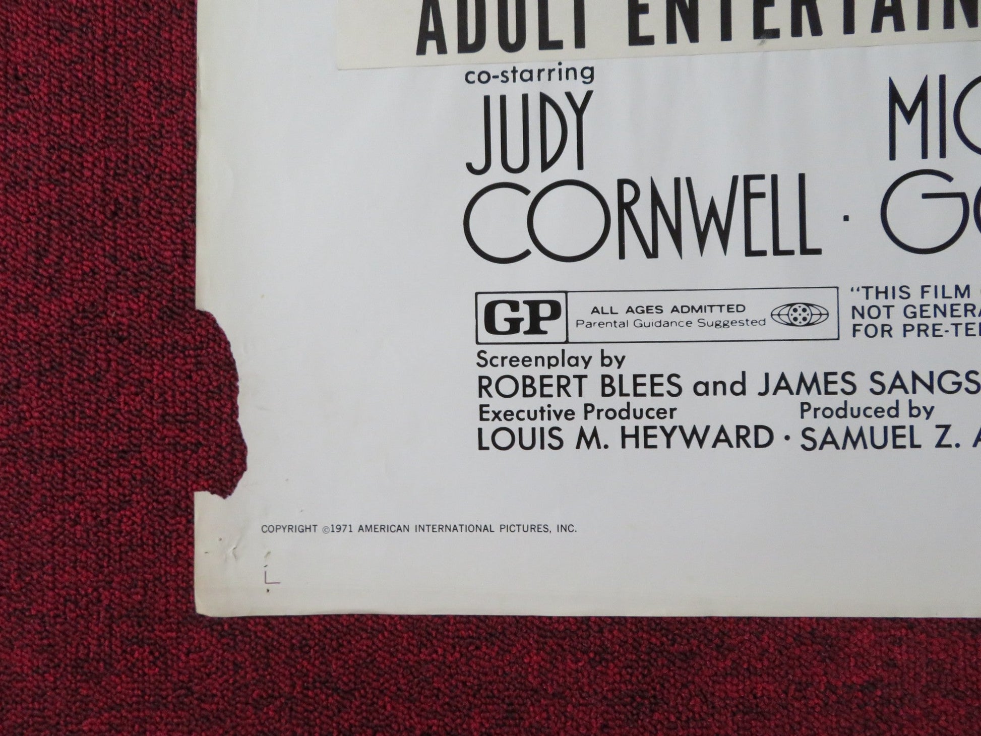 WHO SLEW AUNTIE ROO? FOLDED US ONE SHEET POSTER SHELLEY WINTERS MARK LESTER 1971 Rendezvous Cinema Movie posters