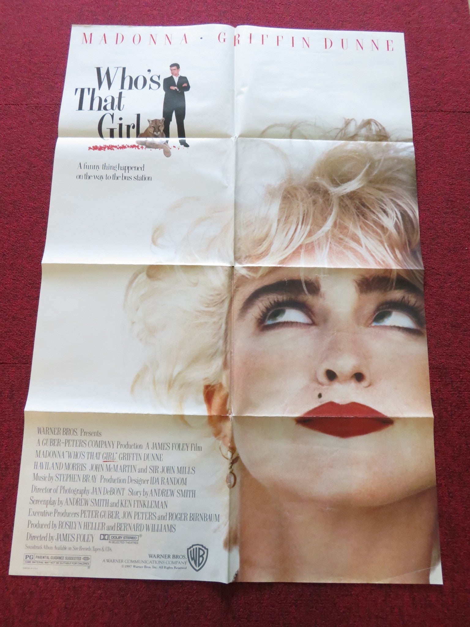 WHO'S THAT GIRL FOLDED US ONE SHEET POSTER MADONNA GRIFFIN DUNNE J. MILLS 1987 Rendezvous Cinema Movie posters