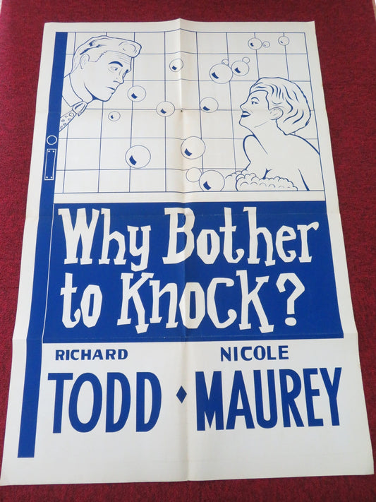 WHY BOTHER TO KNOCK FOLDED US ONE SHEET POSTER RICHARD TODD ELKE SOMMER 1964 Movie posters