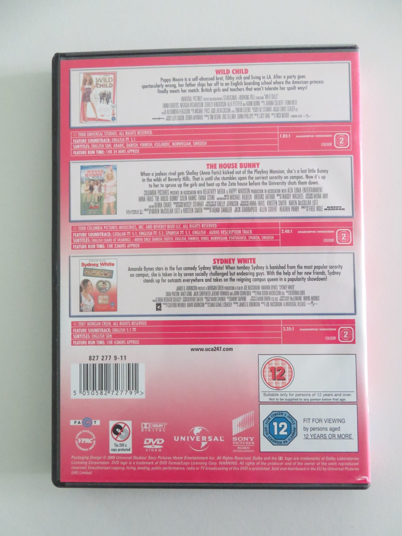Wild Child / The House Bunny / Sydney White - 3 film box set (DVD) Region 2 Movie posters