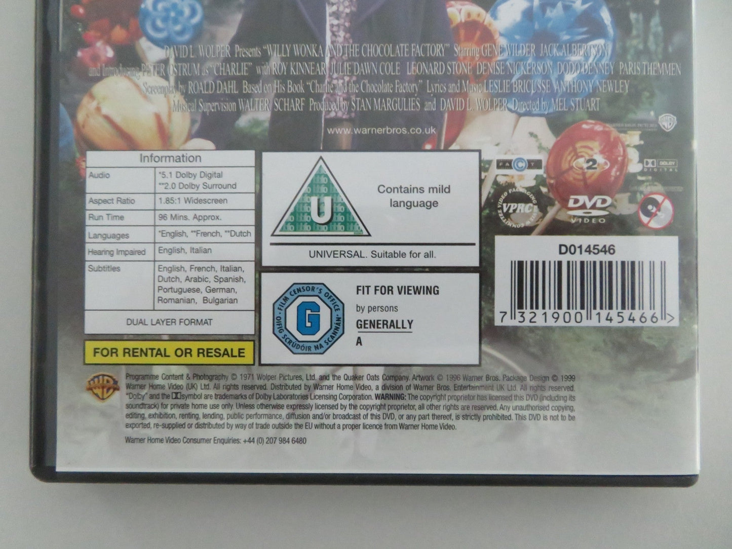 WILLY WONKA AND THE CHOCOLATE FACTORY (DVD) WILDER KINNEAR 1971 REGION 2 Movie posters