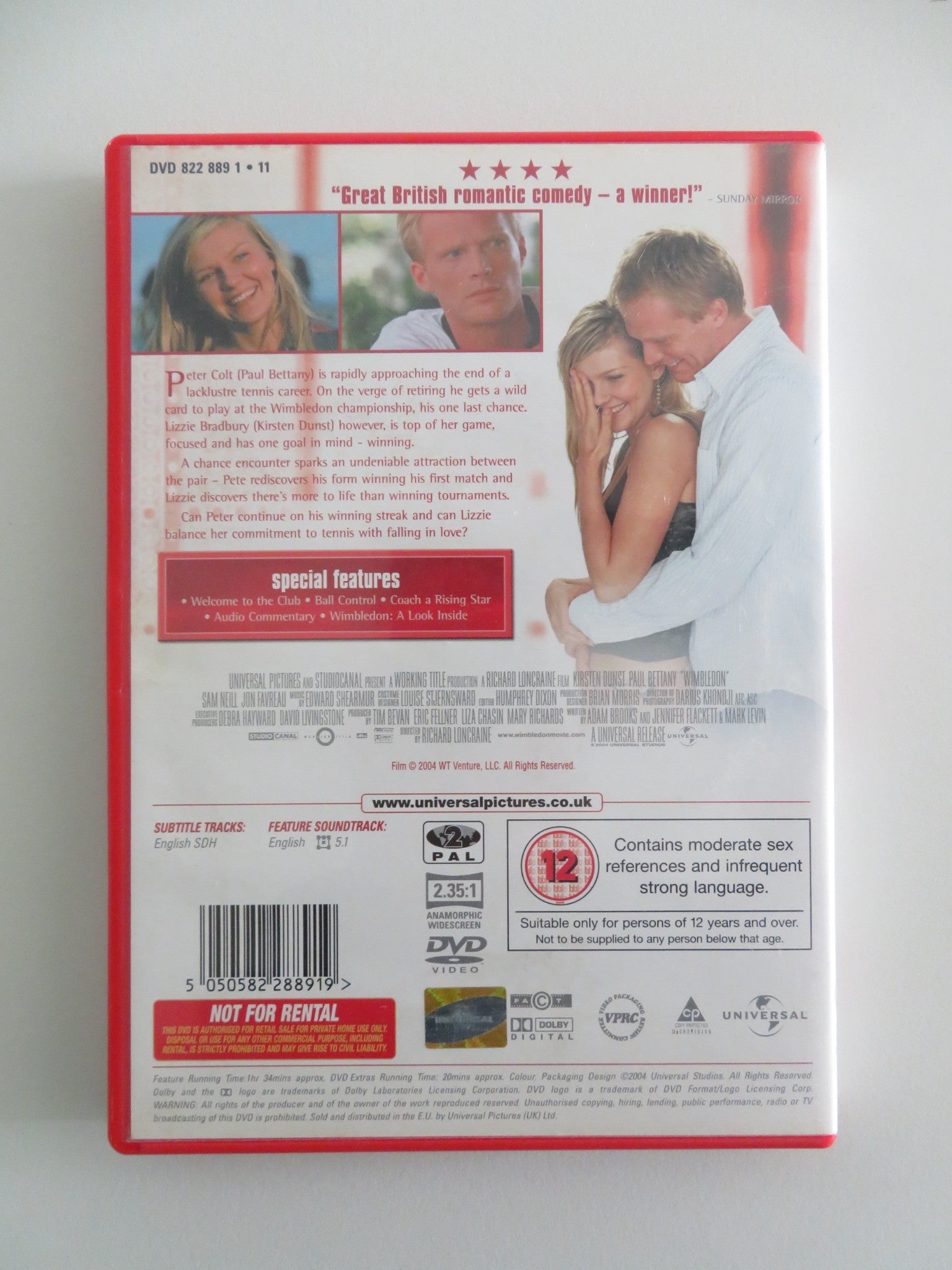 WIMBLEDON (DVD) KIRSTEN DUNST PAUL BETTANY 2004 REGION 2 Movie posters