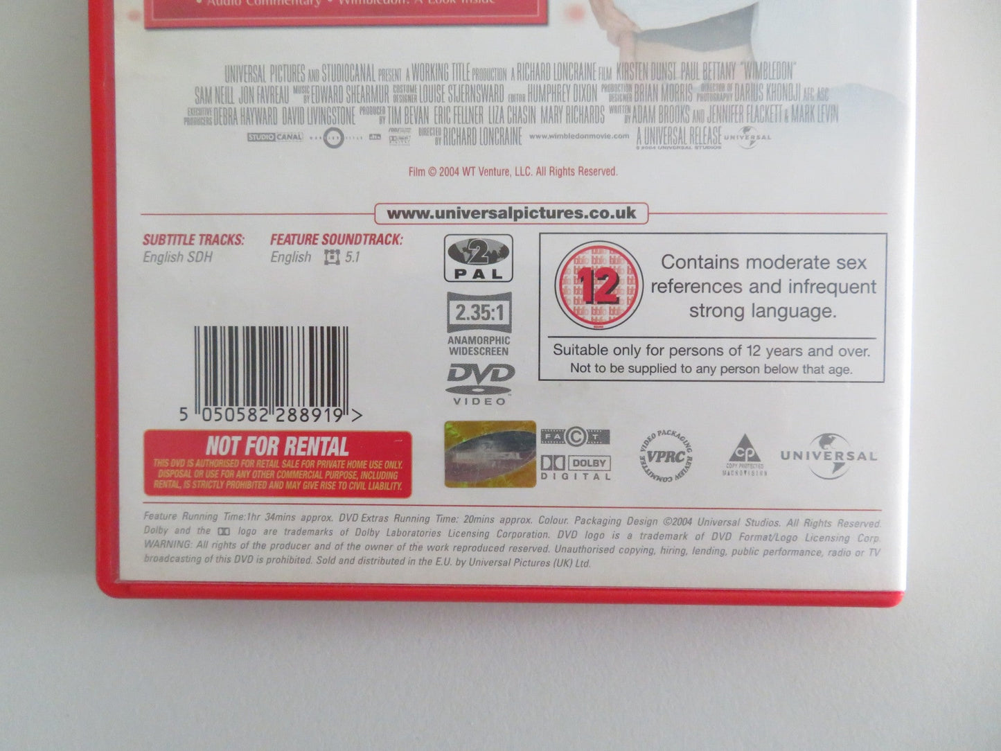 WIMBLEDON (DVD) KIRSTEN DUNST PAUL BETTANY 2004 REGION 2 Movie posters