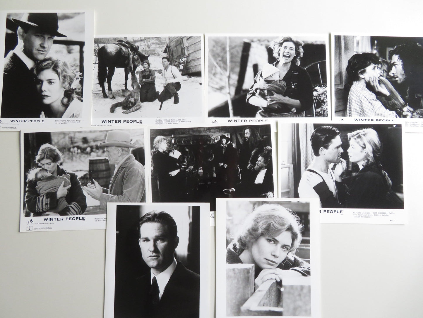 WINTER PEOPLE MOVIE STILL PHOTO LOT OF 9 KURT RUSSELL KELLY MCGILLIS 1989 Movie posters