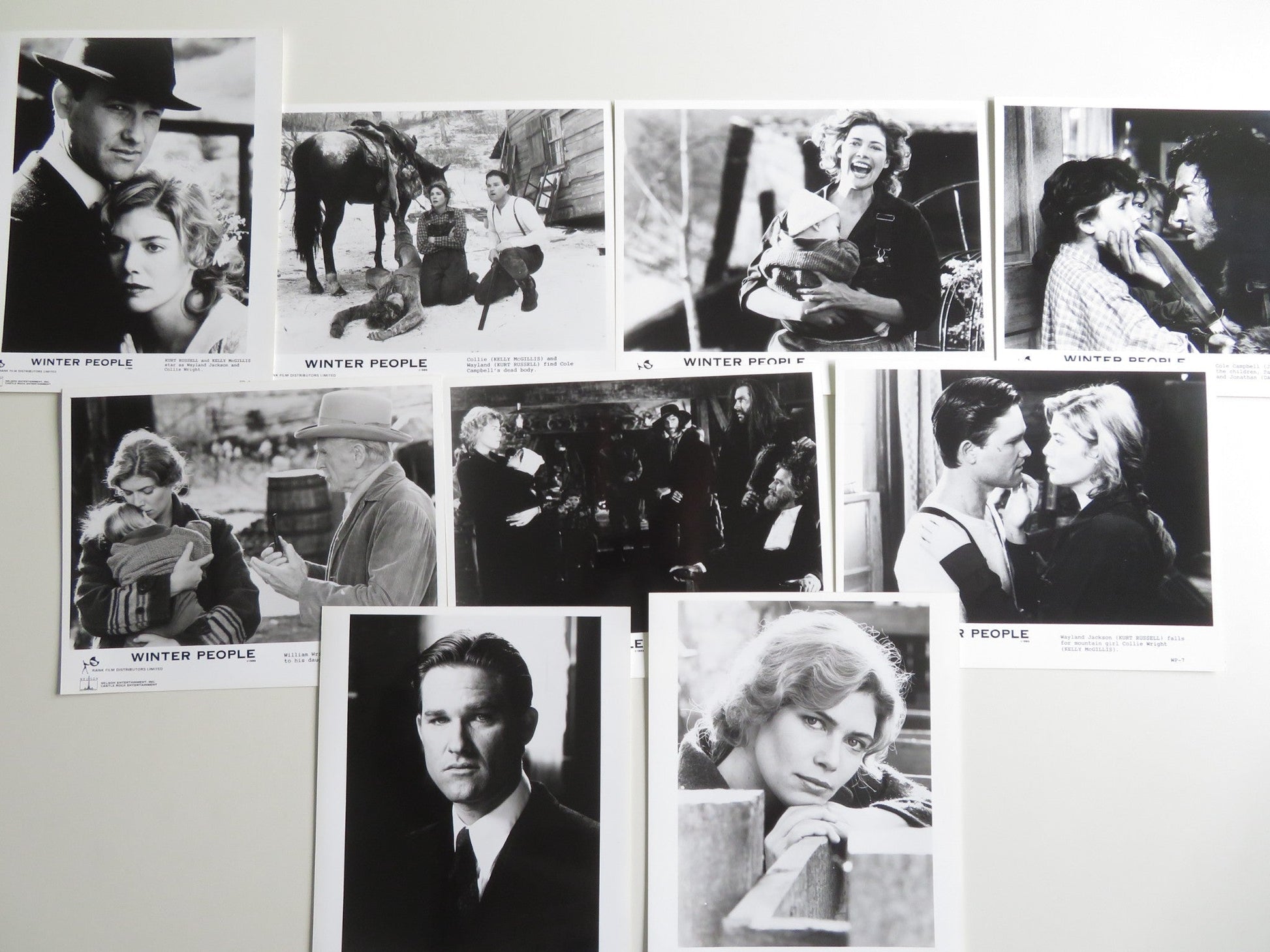 WINTER PEOPLE MOVIE STILL PHOTO LOT OF 9 KURT RUSSELL KELLY MCGILLIS 1989 Movie posters