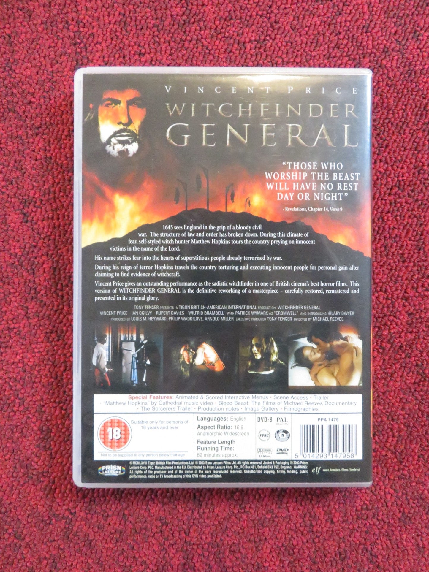 WITCHFINDER GENERAL (DVD) VINCENT PRICE IAN OGILVY 1968 REGION 2 Rendezvous Cinema Movie posters