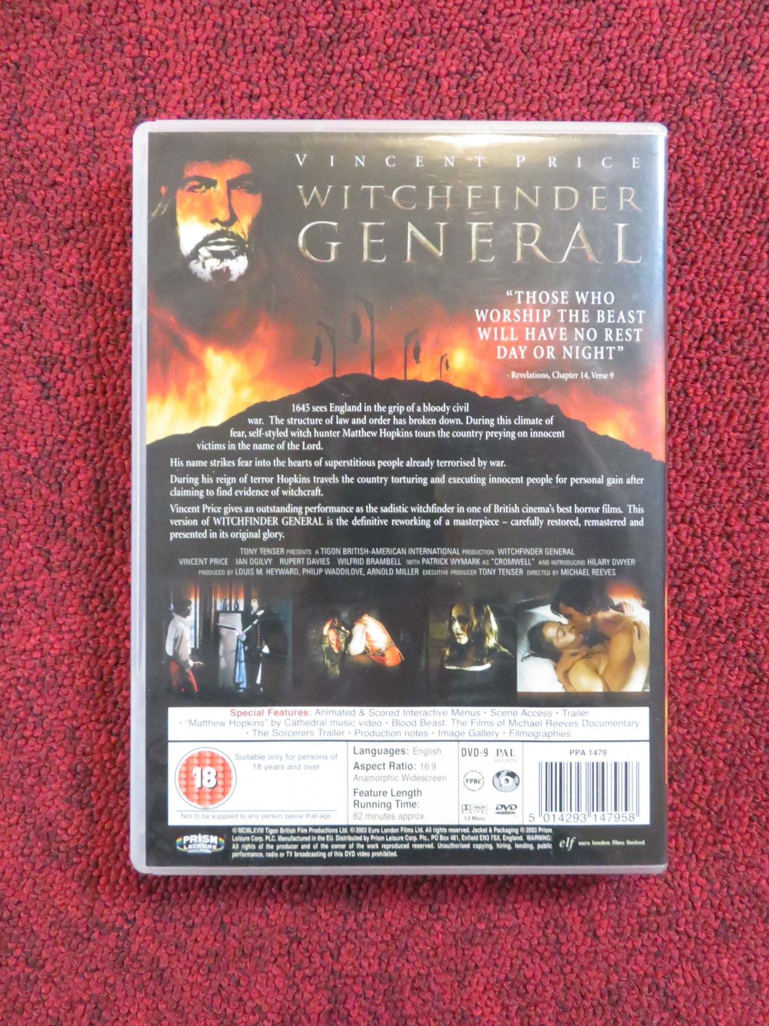 WITCHFINDER GENERAL (DVD) VINCENT PRICE IAN OGILVY 1968 REGION 2 Rendezvous Cinema Movie posters