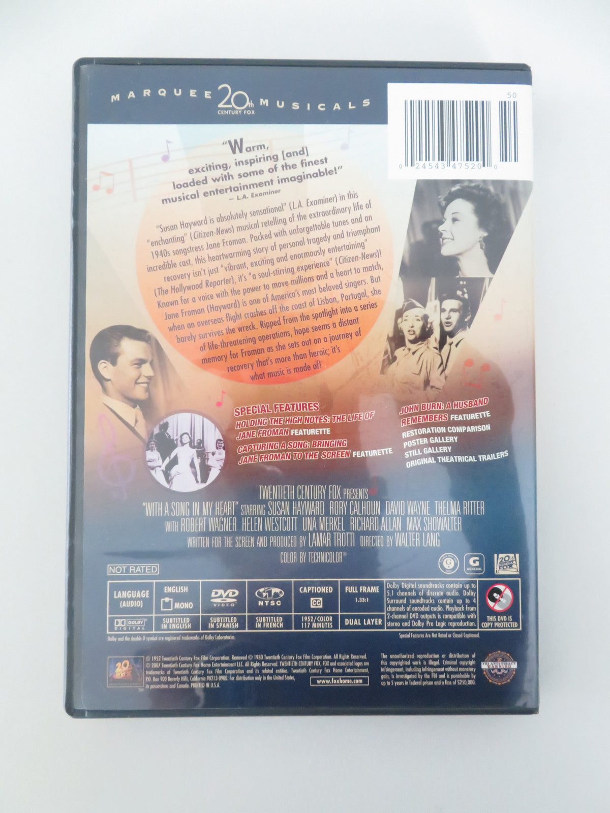 With a Song in My Heart (DVD) Susan Hayward Rory Calhoun 1952 Region 1 Movie posters