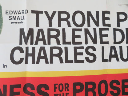 WITNESS FOR THE PROSECUTION FOLDED US ONE SHEET POSTER TYRONE POWER 1957 Movie posters