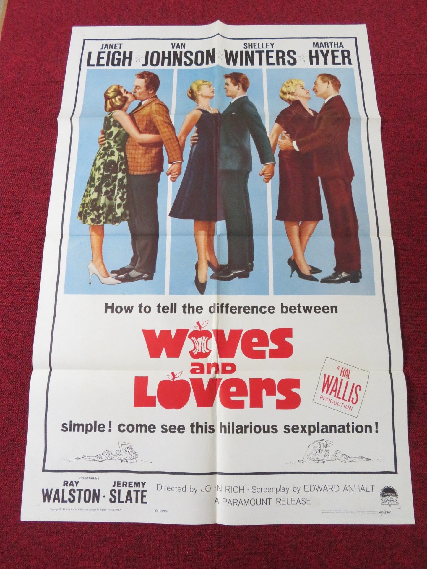 WIVES AND LOVERS FOLDED US ONE SHEET POSTER JANET LEIGH SHELLEY WINTERS 1963 Rendezvous Cinema Movie posters