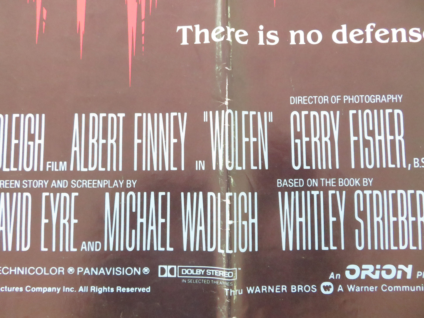 Wolfen Folded US One Sheet Poster Albert Finney Diane Venora 1981 Movie posters