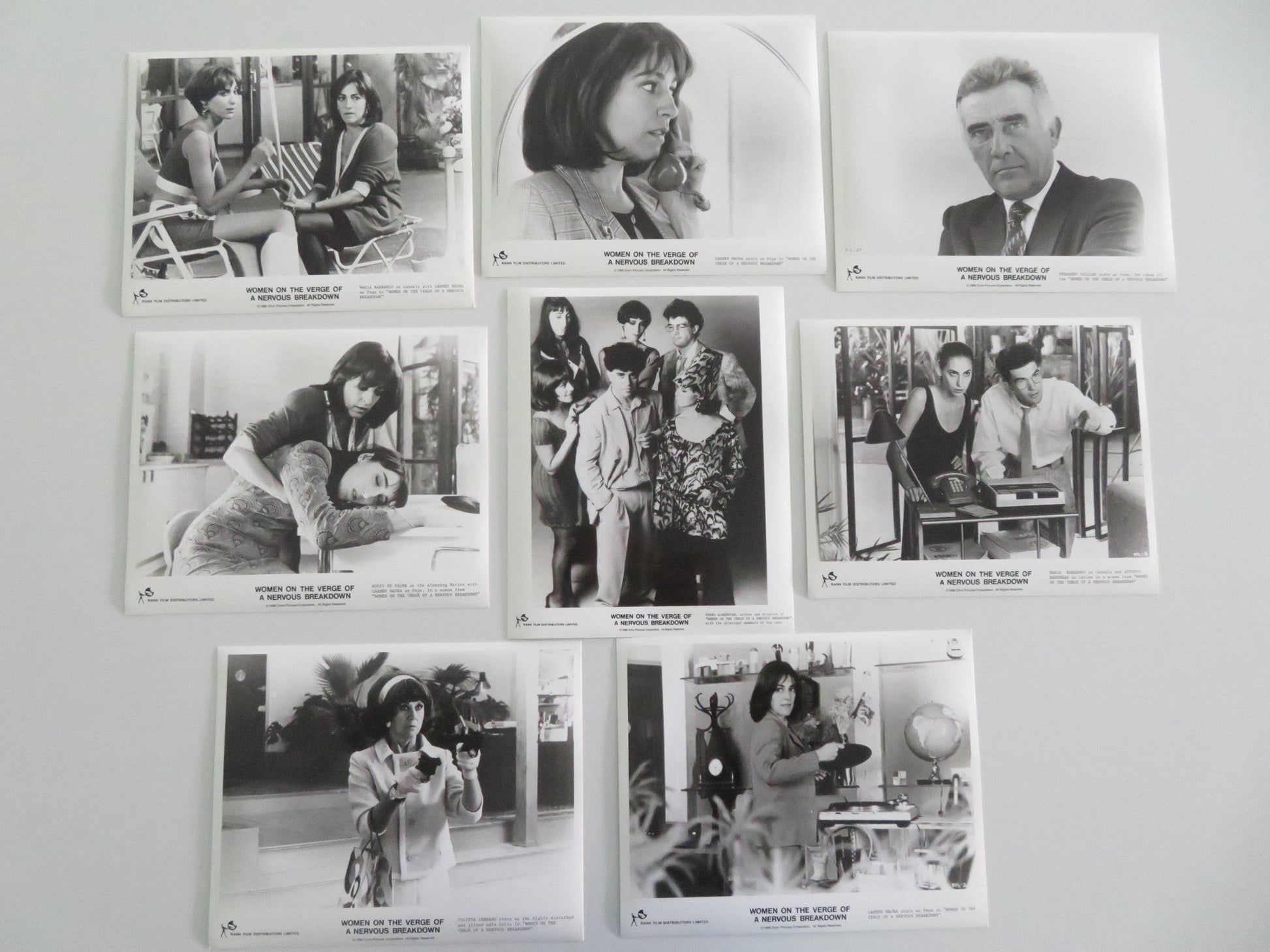 WOMEN ON THE VERGE OF A NERVOUS BREAKDOWN MOVIE STILL PHOTO LOT OF 8 1988 Movie posters