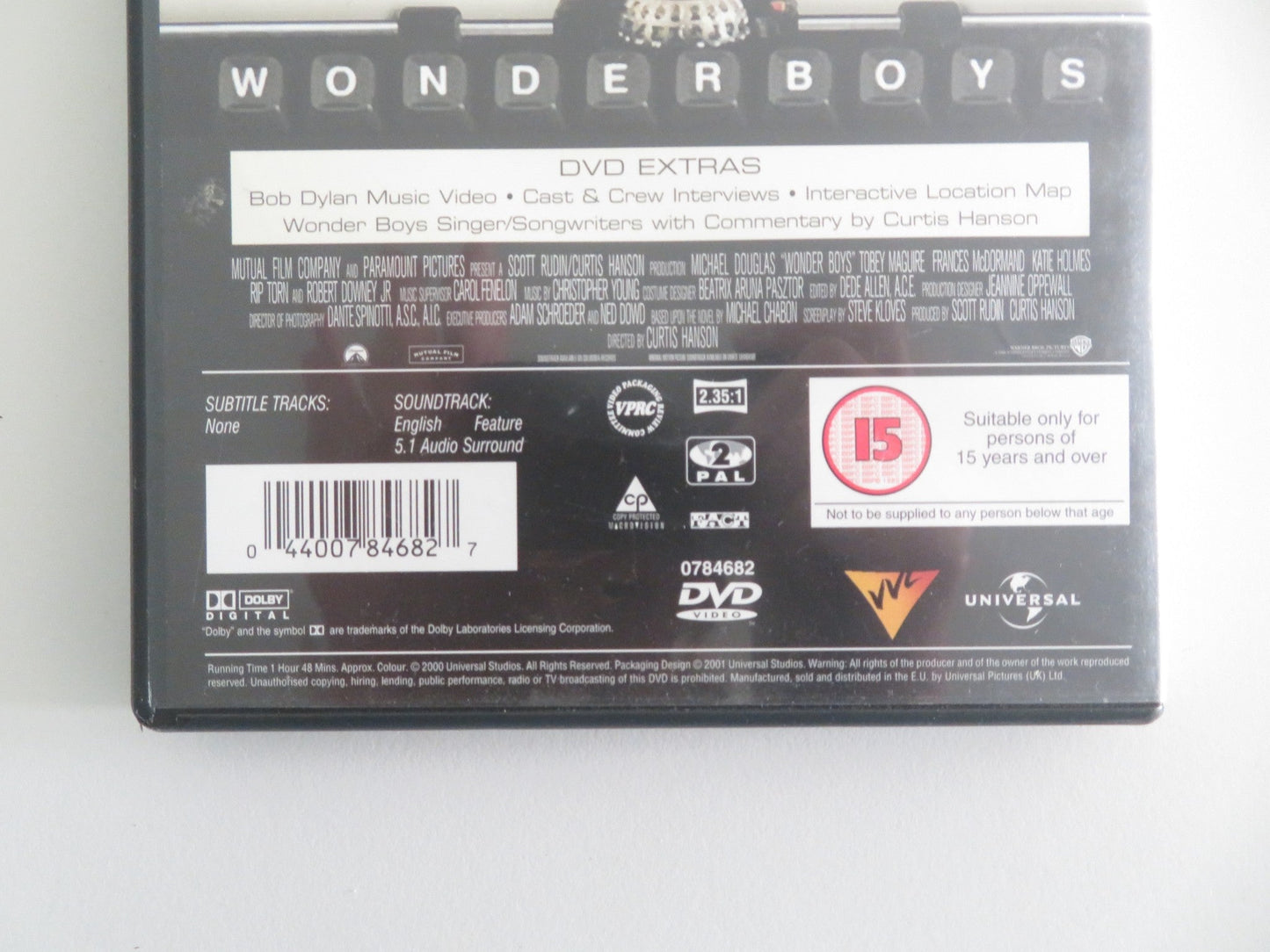 WONDER BOYS (DVD) MICHAEL DOUGLAS KATIE HOLMES 2000 REGION 2 Movie posters