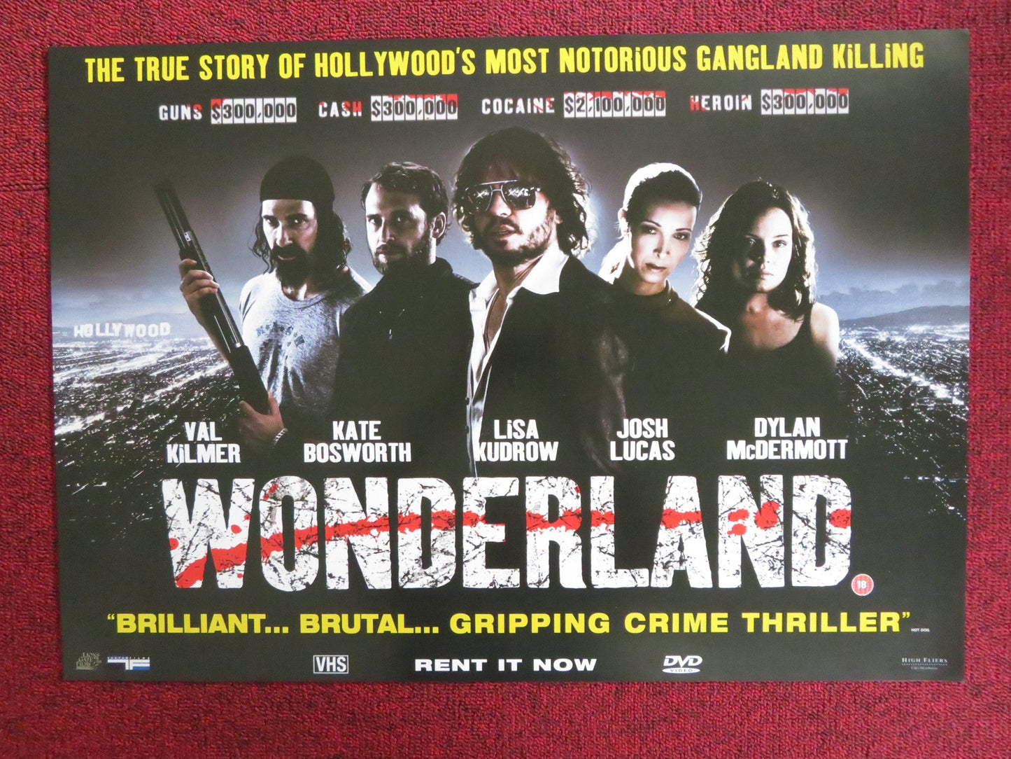 WONDERLAND VHS & DVD VIDEO POSTER VAL KILMER KATE BOSWORTH 2003 Rendezvous Cinema Movie posters