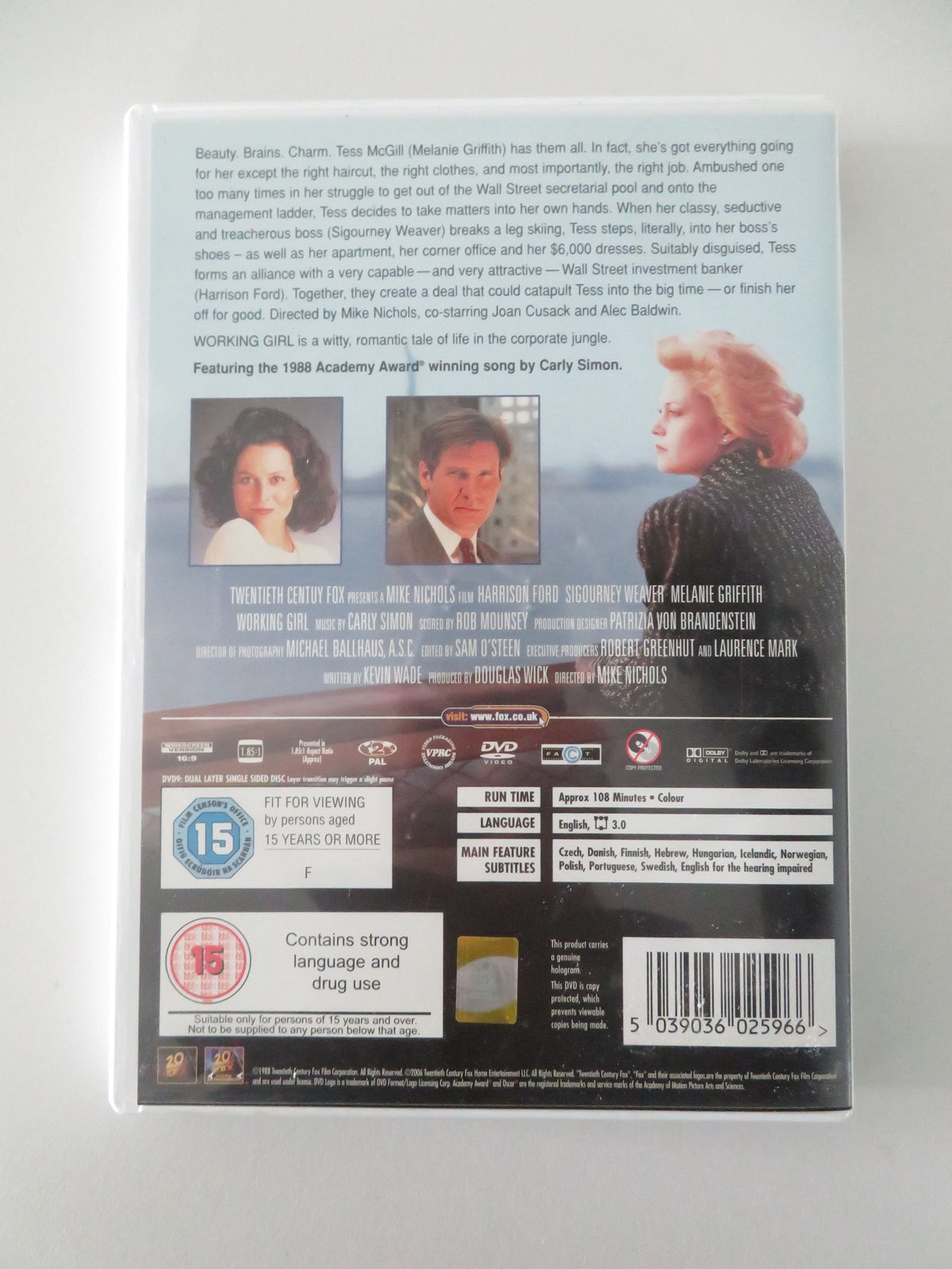 Working Girl (DVD) Melanie Griffith Harrison Ford Sigourney Weaver 1988 Region 2 Movie posters