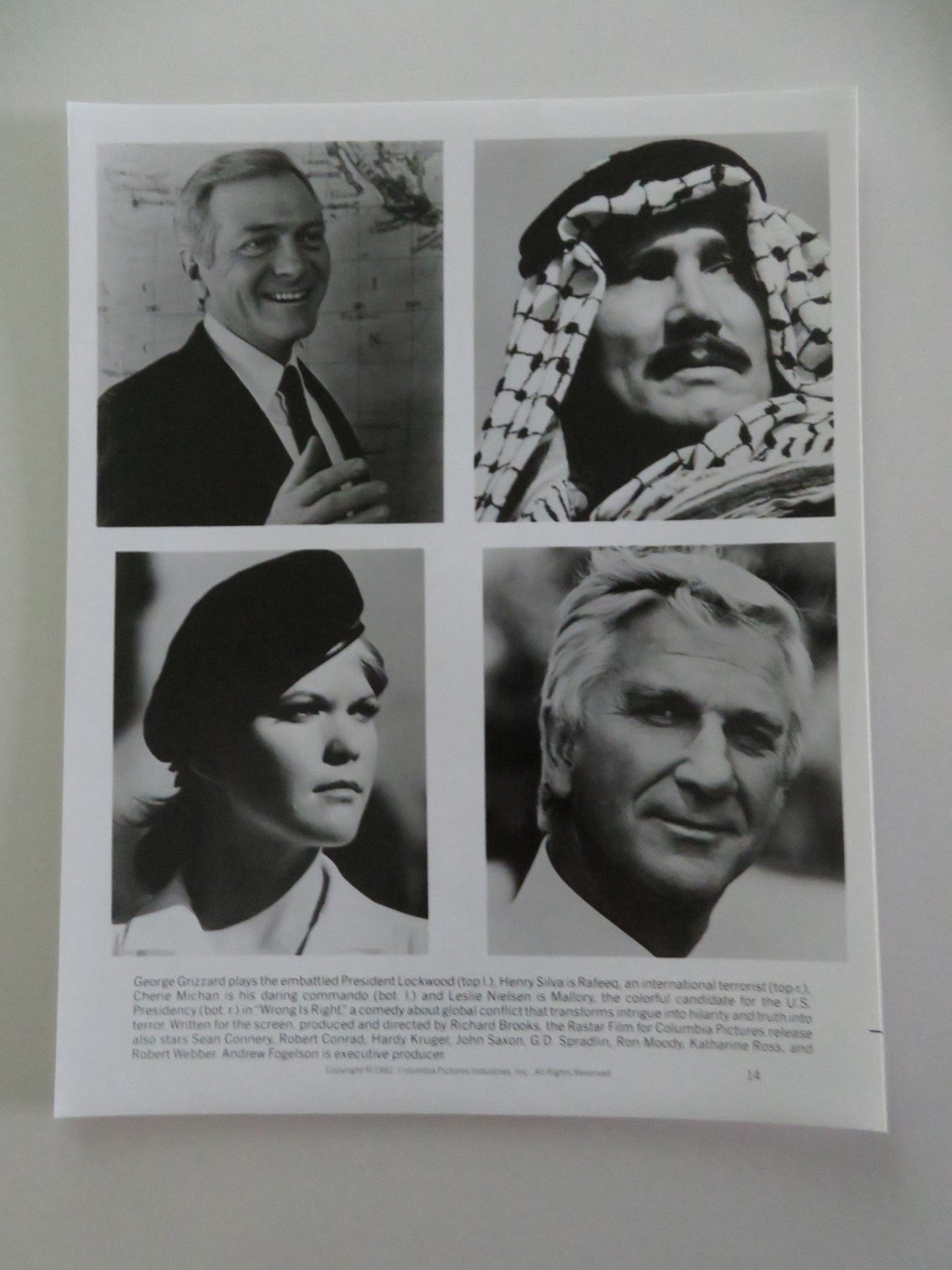 Wrong Is Right - C MOVIE STILL PHOTO LOT OF 7 SEAN CONNERY LESLIE NIELSEN 1982 Movie posters