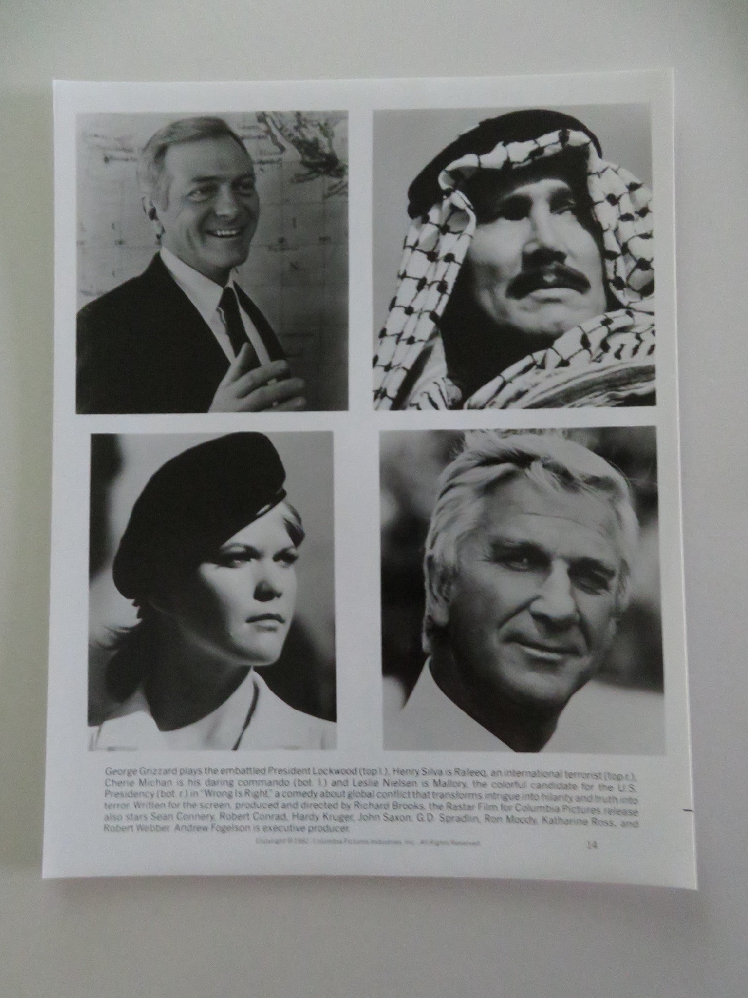 Wrong Is Right - C MOVIE STILL PHOTO LOT OF 7 SEAN CONNERY LESLIE NIELSEN 1982 Movie posters