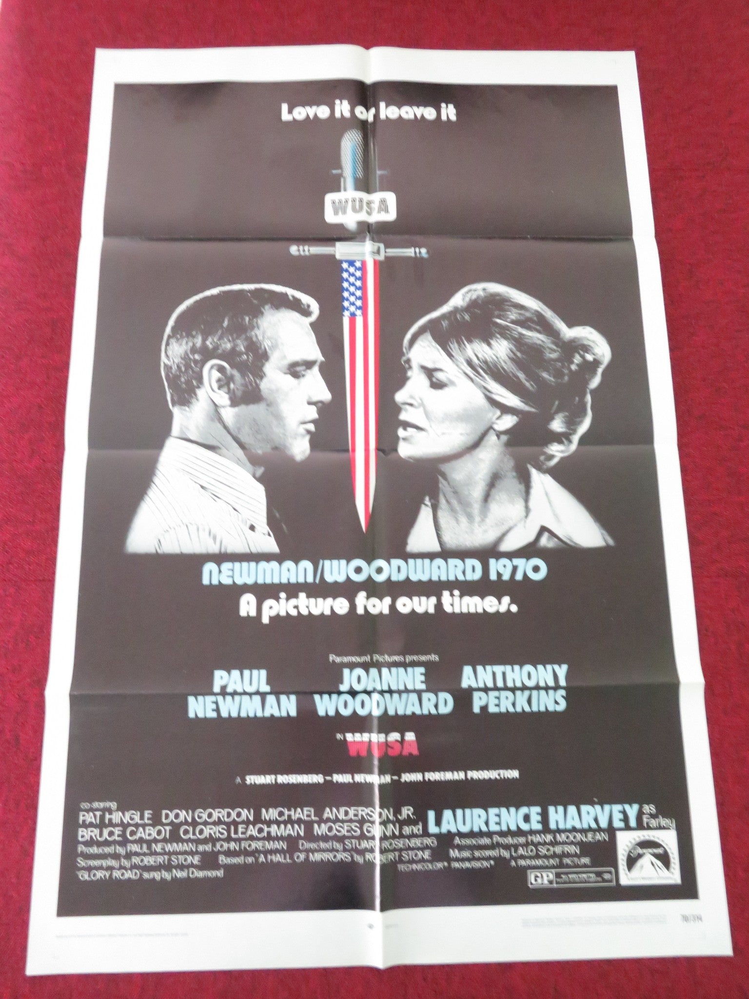 WUSA FOLDED US ONE SHEET POSTER PAUL NEWMAN JOANNE WOODWARD 1970 Movie posters