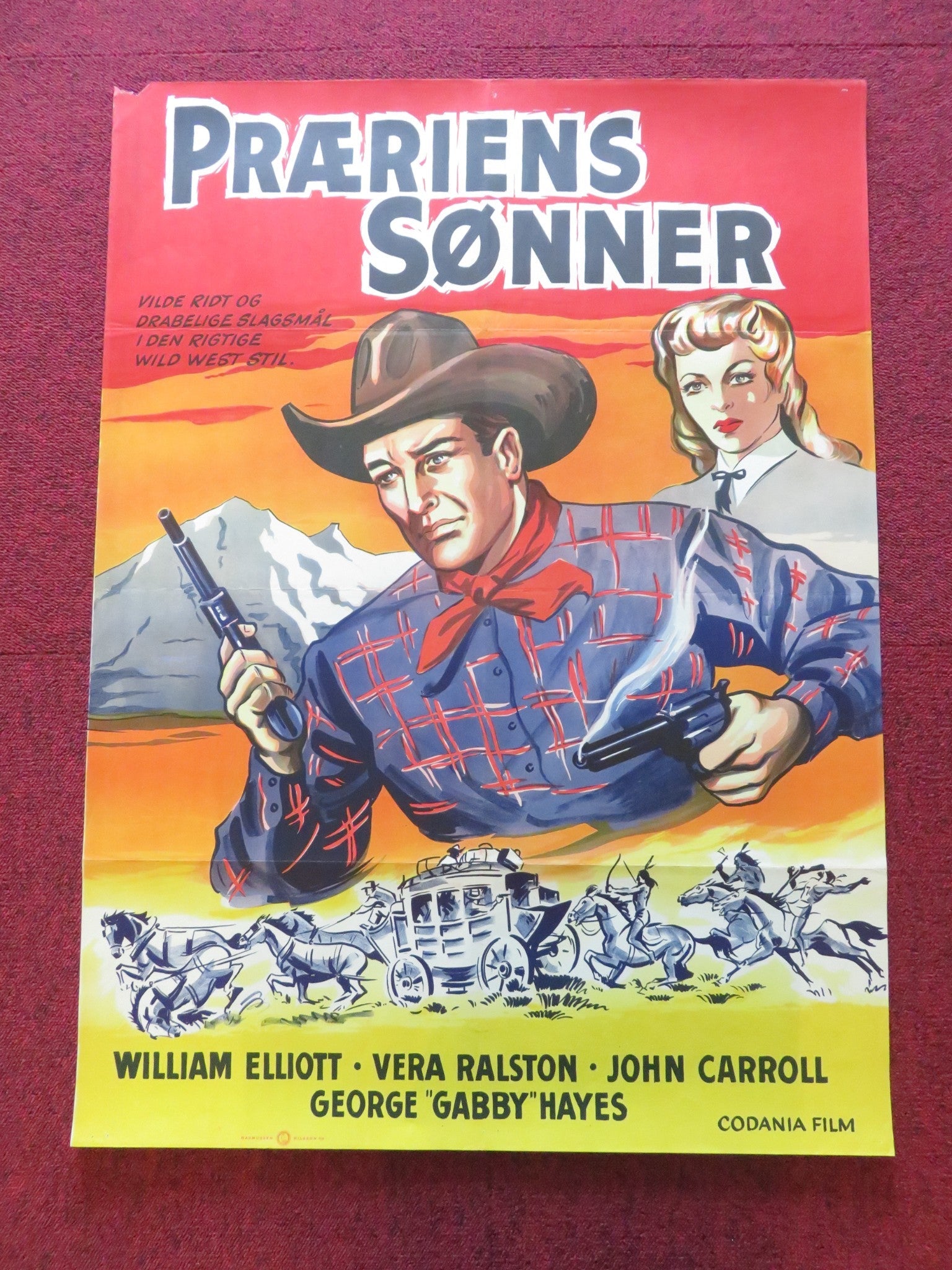 WYOMING DANISH POSTER ROLLED BILL ELLIOTT VERA RALSTON 1958 Rendezvous Cinema Movie posters