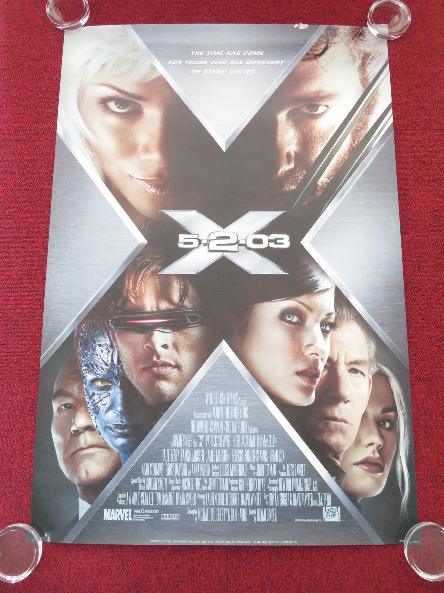 X - MEN 2 VERSION B US ONE SHEET ROLLED POSTER PATRICK STEWART HUGH JACKMAN 2003 Movie posters