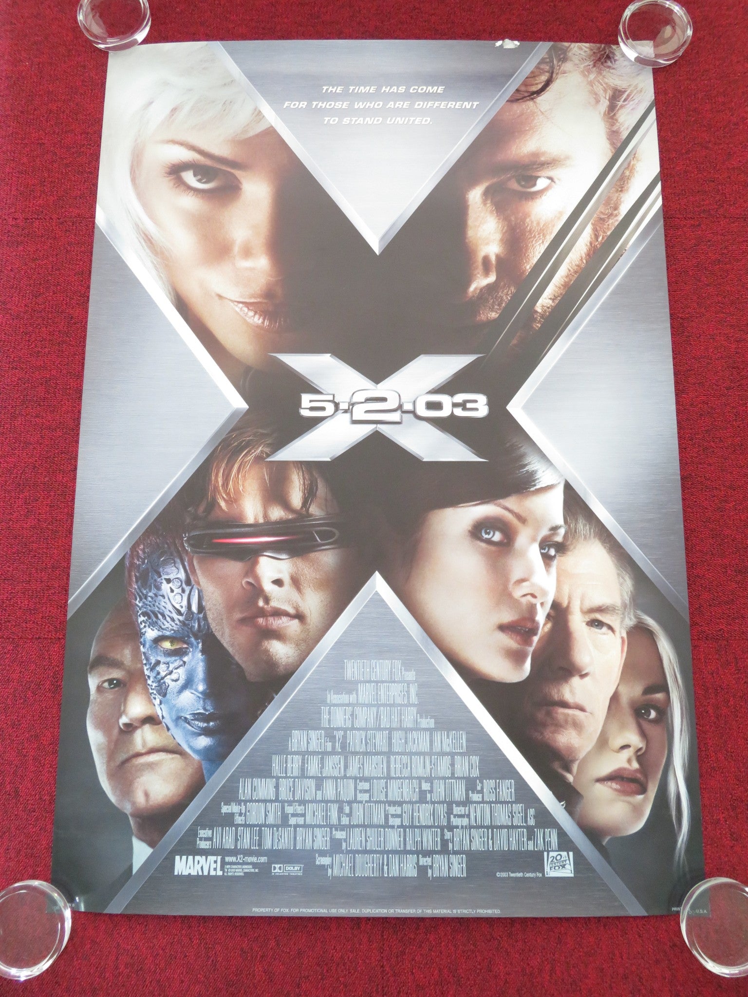 X - MEN 2 VERSION B US ONE SHEET ROLLED POSTER PATRICK STEWART HUGH JACKMAN 2003 Movie posters