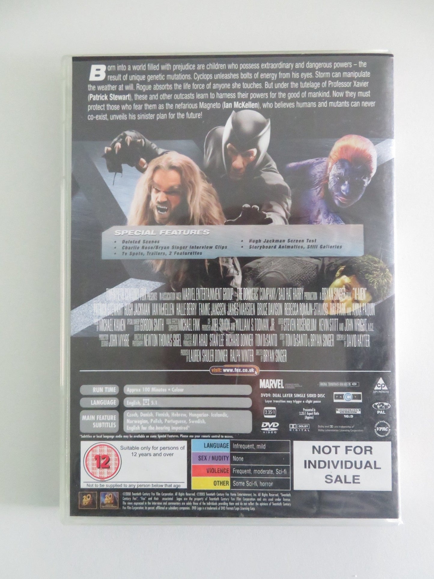X - MEN (DVD) HUGH JACKMAN PATRICK STEWART 2000 REGION 2 Movie posters