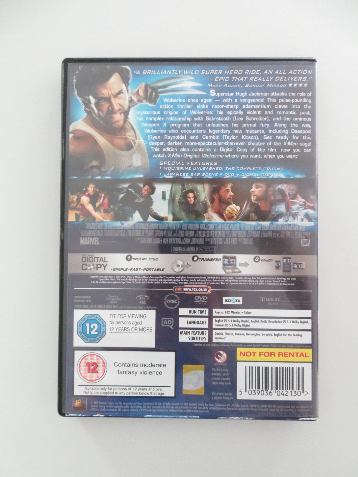 X - MEN ORIGINS: WOLVERINE (DVD) HUGH JACKMAN LIEV SCHREIBER 2009 REGION 2 Movie posters