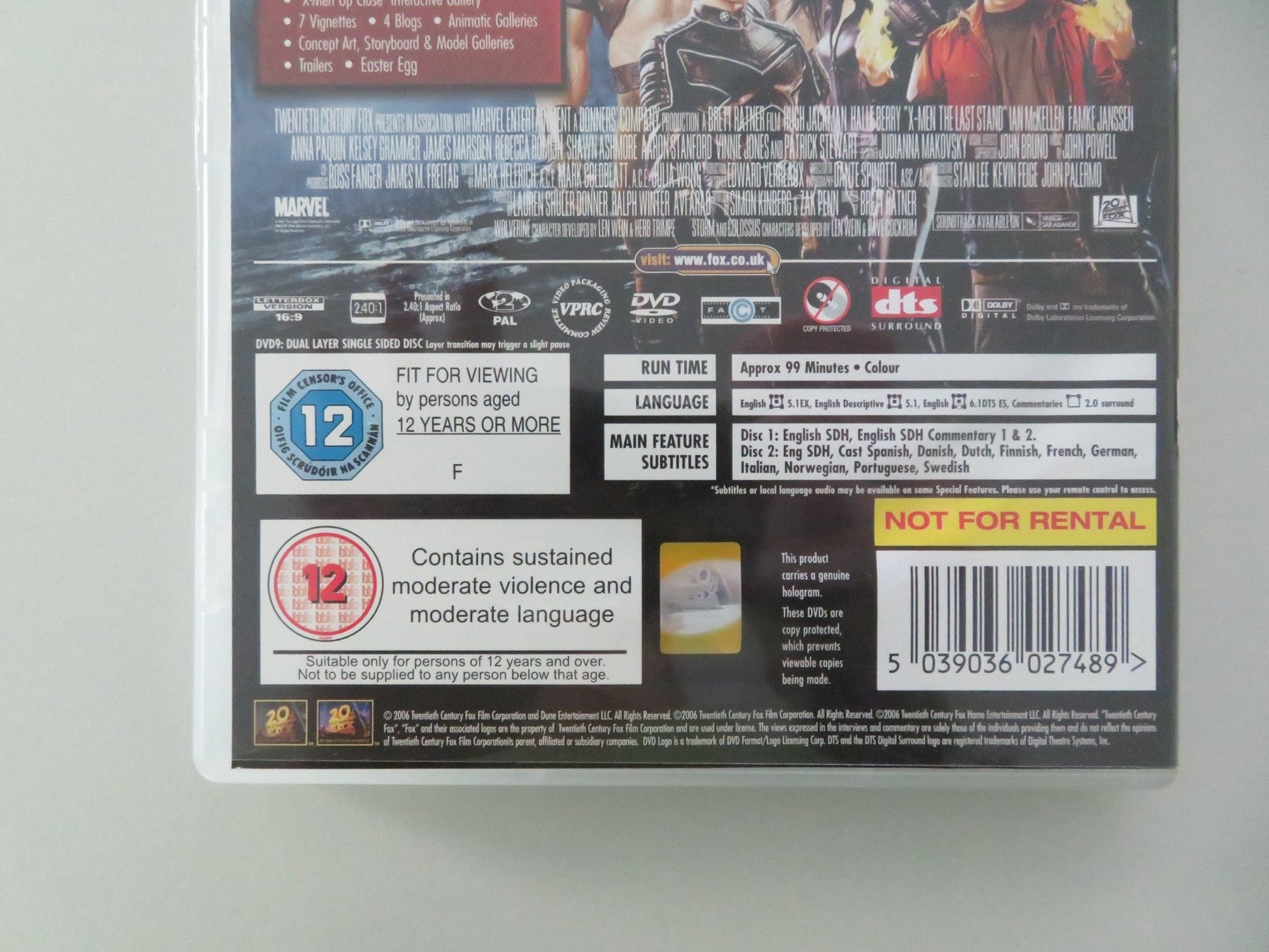 X - MEN: THE LAST STAND - TWO DISC SPECIAL EDITION (DVD) MARVEL 2006 REGION 2 Movie posters