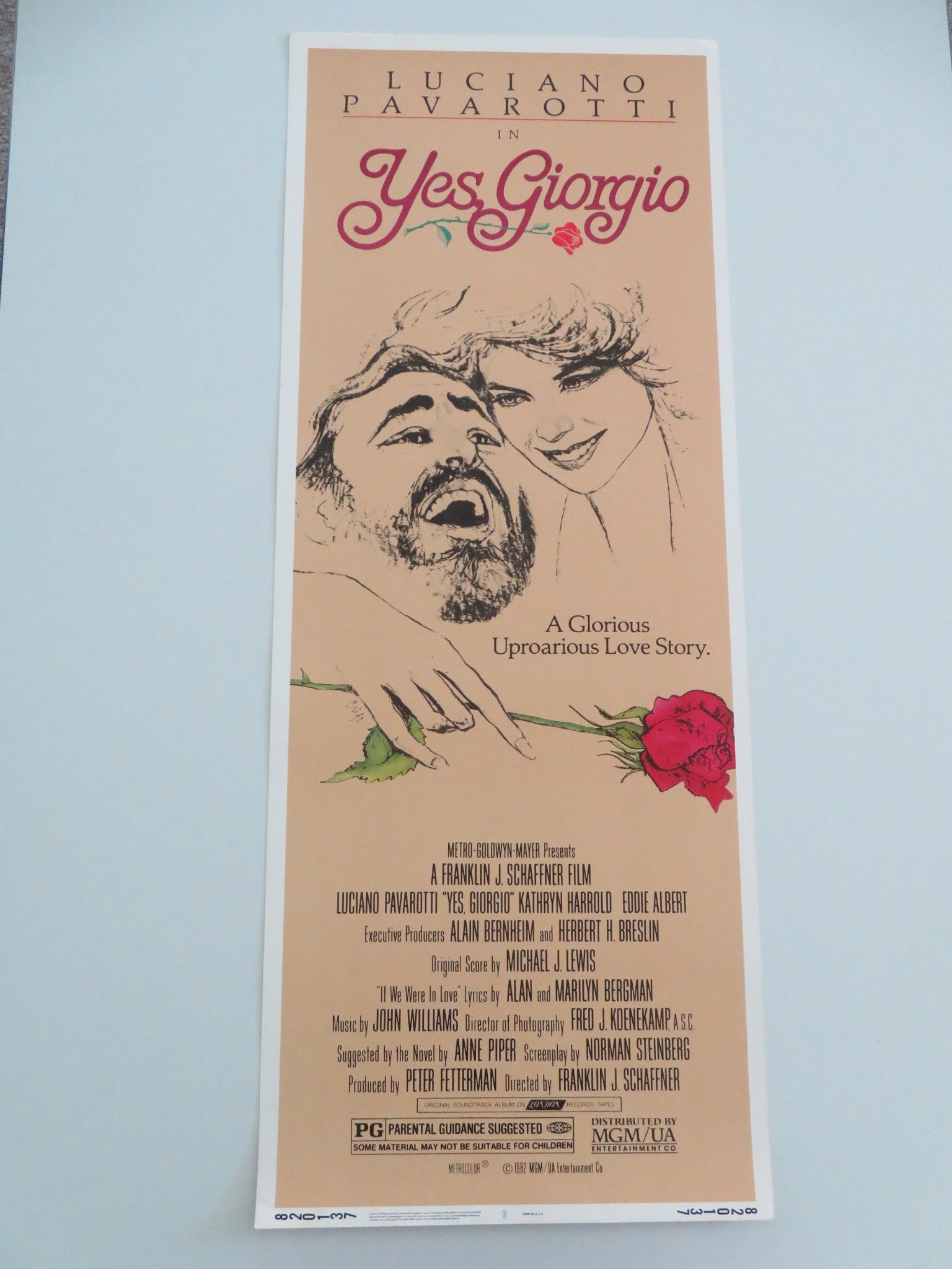 YES, GIORGIO US INSERT POSTER LUCIANO PAVAROTTI KATHRYN HARROLD 1982 Movie posters