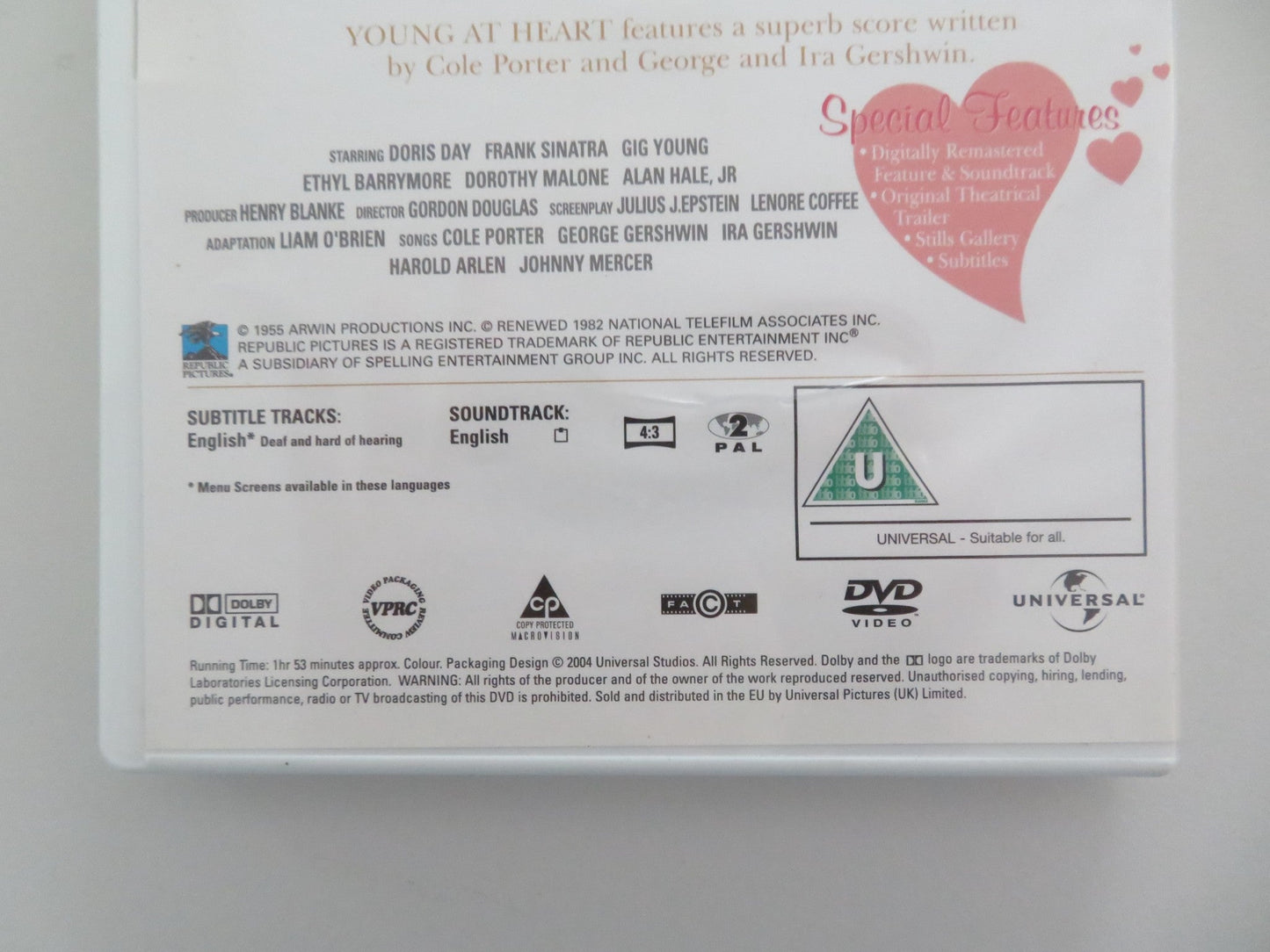 YOUNG AT HEART (DVD) DORIS DAY FRANK SINATRA 1954 REGION 2 Movie posters