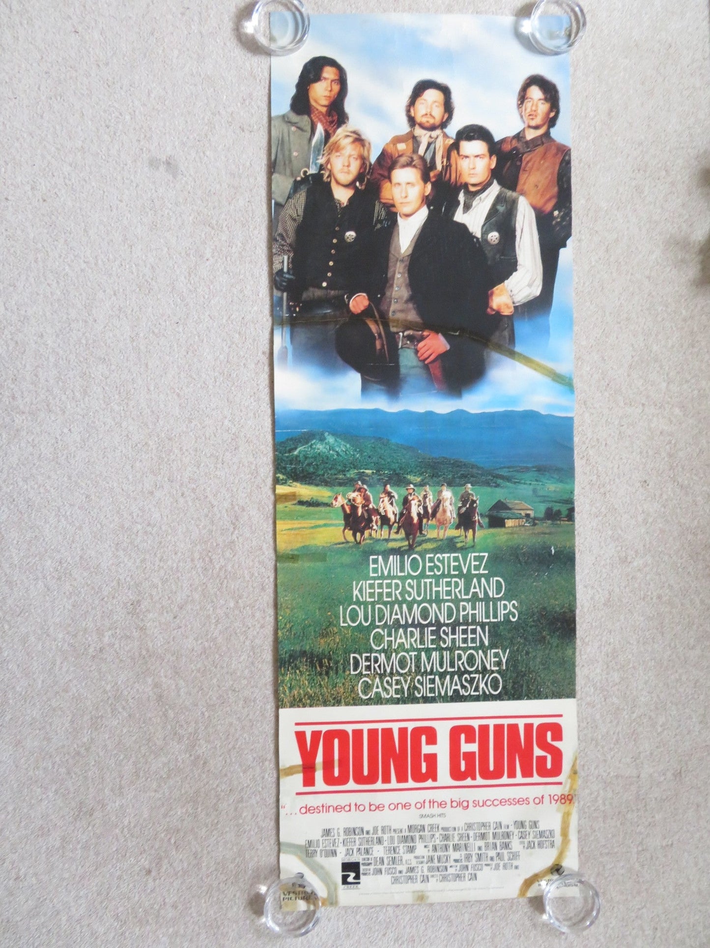 YOUNG GUNS DOOR PANEL POSTER ROLLED EMILIO ESTEVEZ KIEFER SUTHERLAND 1988 Rendezvous Cinema Movie posters