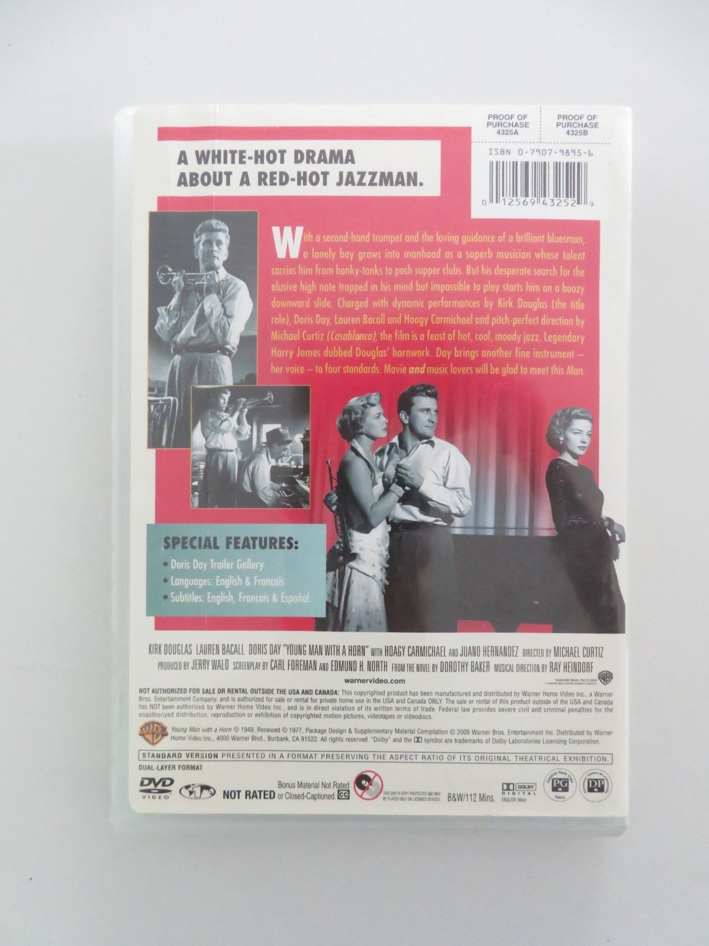 YOUNG MAN WITH A HORN - B (DVD) KIRK DOUGLAS LAUREN BACALL 1950 REGION 1 Movie posters