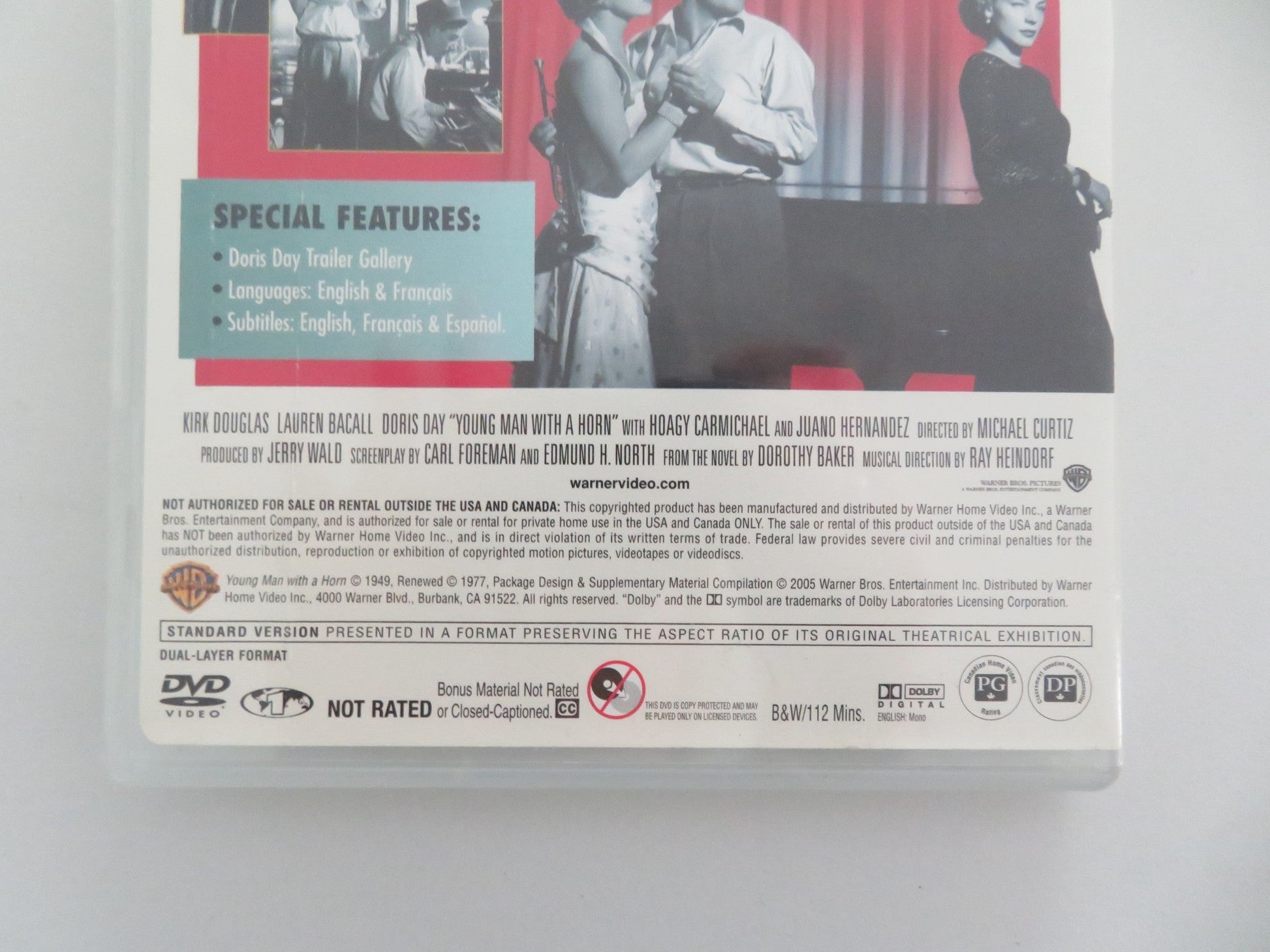 YOUNG MAN WITH A HORN - B (DVD) KIRK DOUGLAS LAUREN BACALL 1950 REGION 1 Movie posters