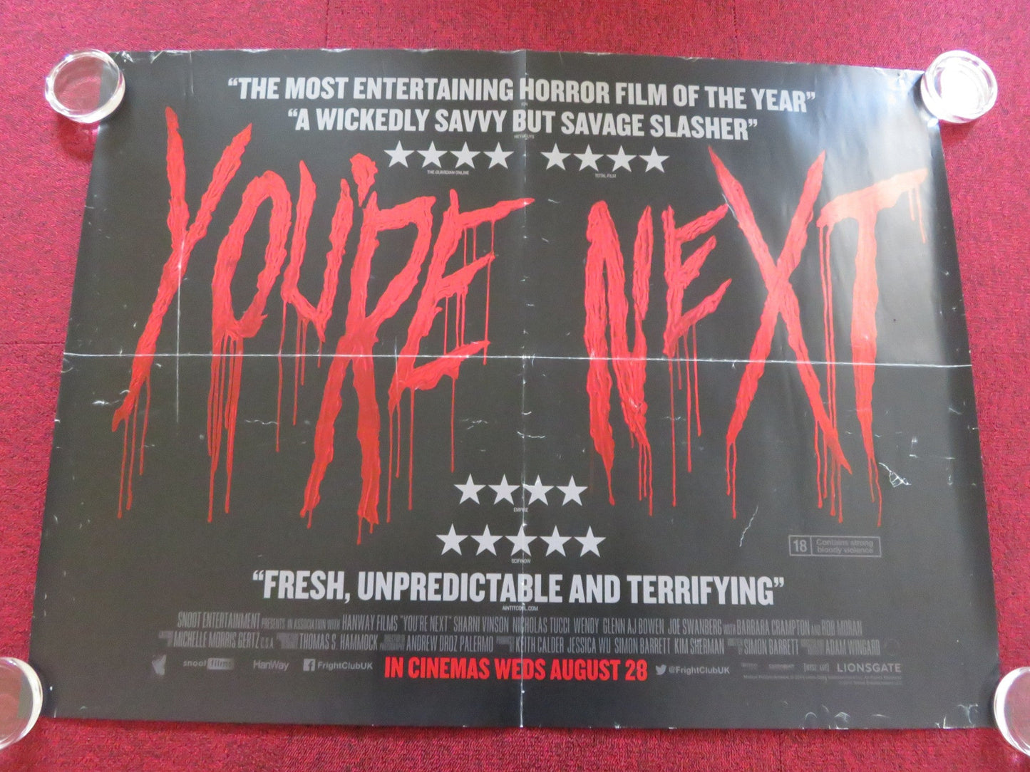 YOU'RE NEXT UK QUAD ROLLED POSTER SHARNI VINSON NICHOLAS TUCCI 2011 Rendezvous Cinema Movie posters