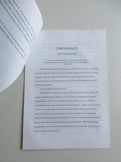 ZERO EFFECT PRESS KIT 1998 BILL PULLMAN BEN STILLER Movie posters