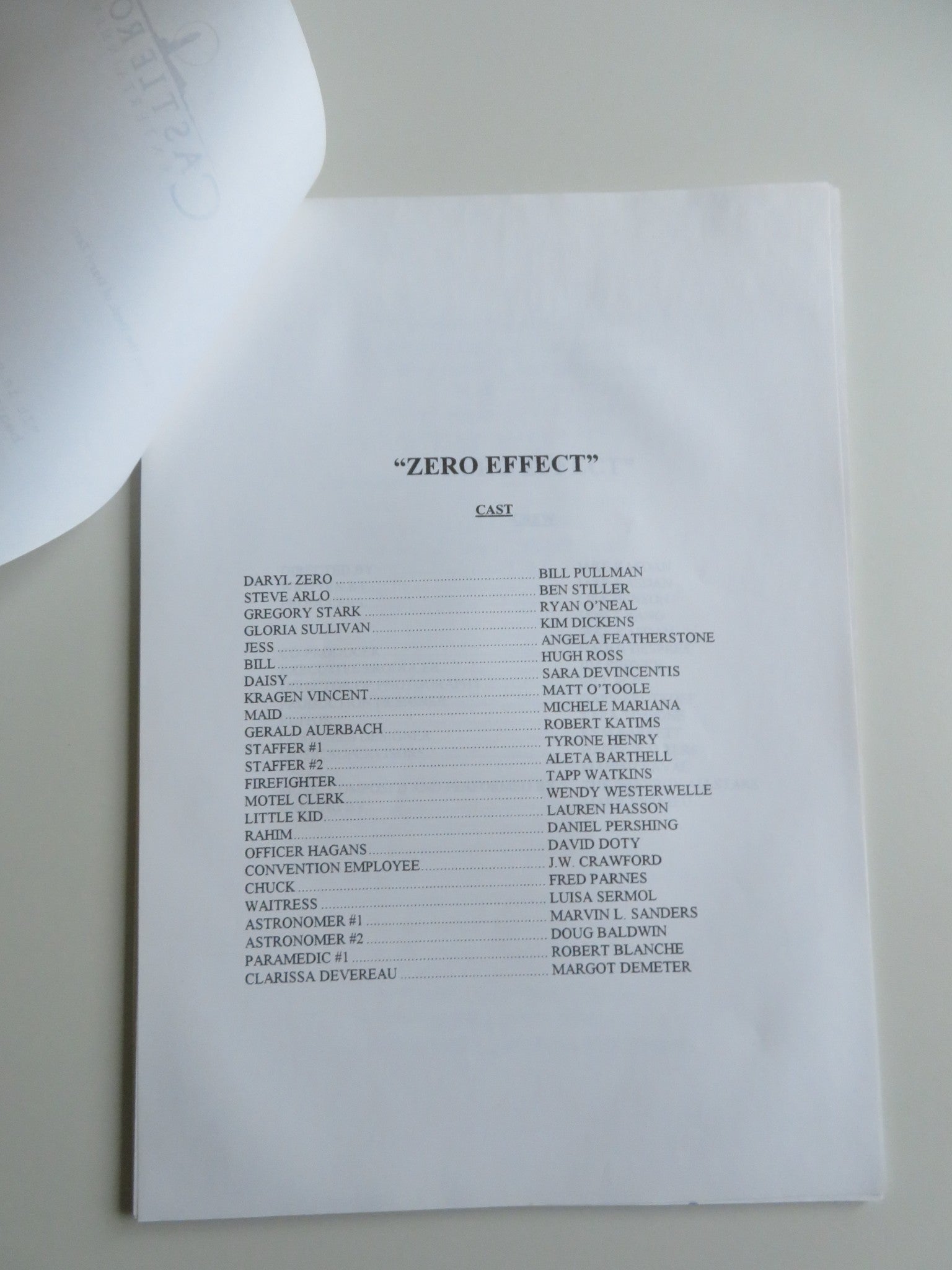 ZERO EFFECT PRESS KIT 1998 BILL PULLMAN BEN STILLER Movie posters